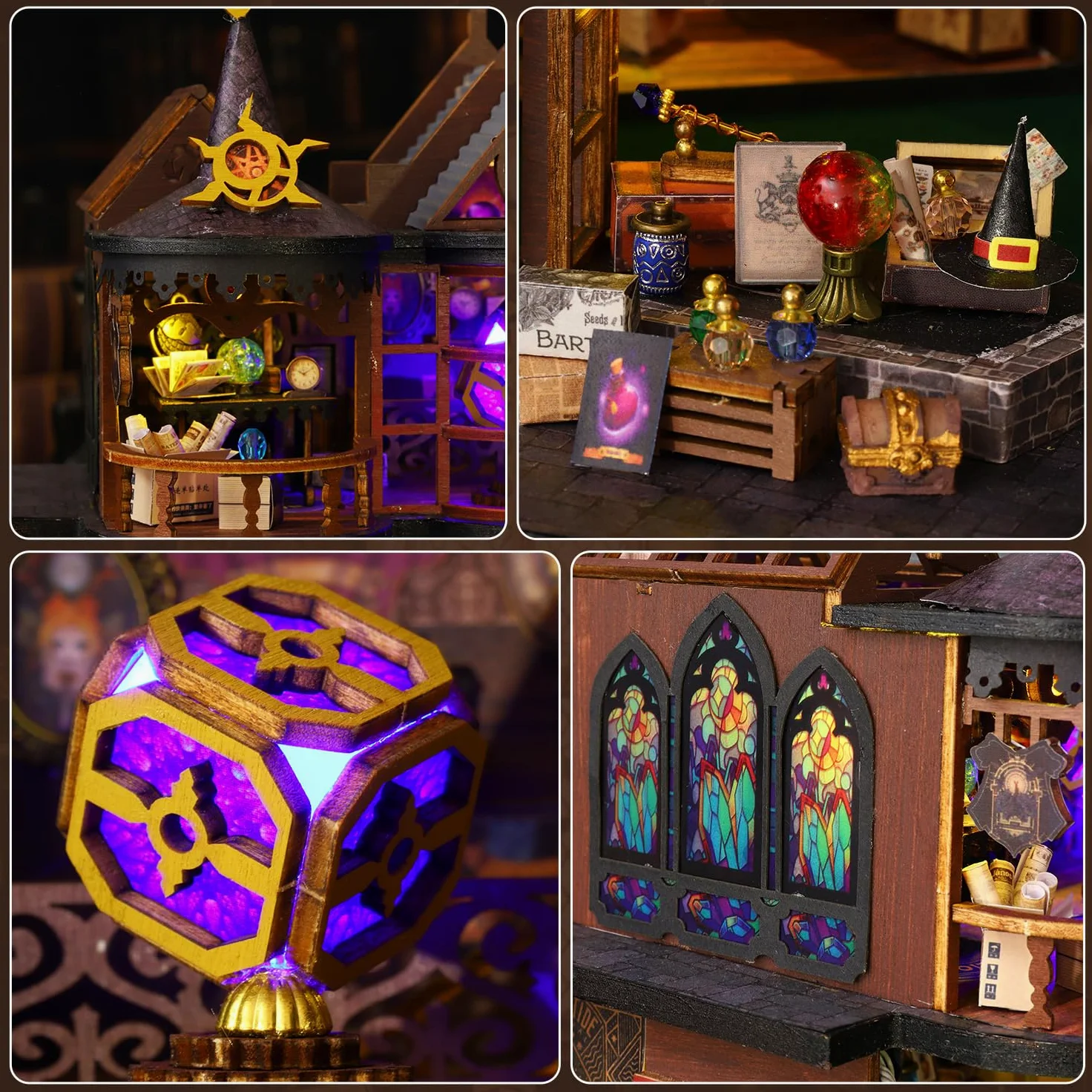 Mostop Casetta in miniatura fai da te, in legno, in miniatura, con luce LED, idea creativa per adulti, magica casa fai da te (Magic Treasure)