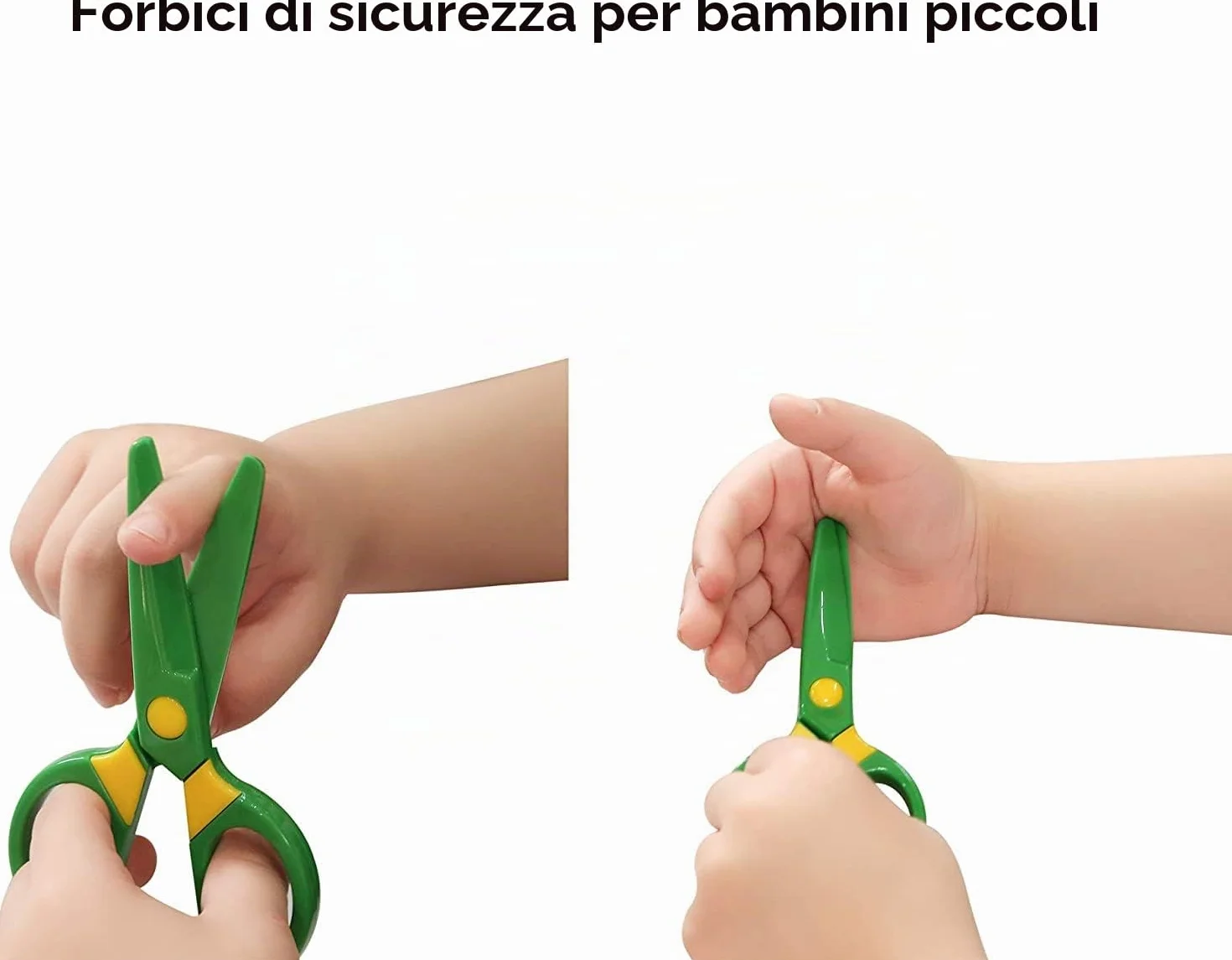 Forbici Sicurezza Bambini 1-3 Anni + 60 Fogli per Taglio | Punta Smussata Ergonomiche, Sicure per Asilo e Scuola Materna | Strumento Educativo per Sviluppo Motorio Infantile