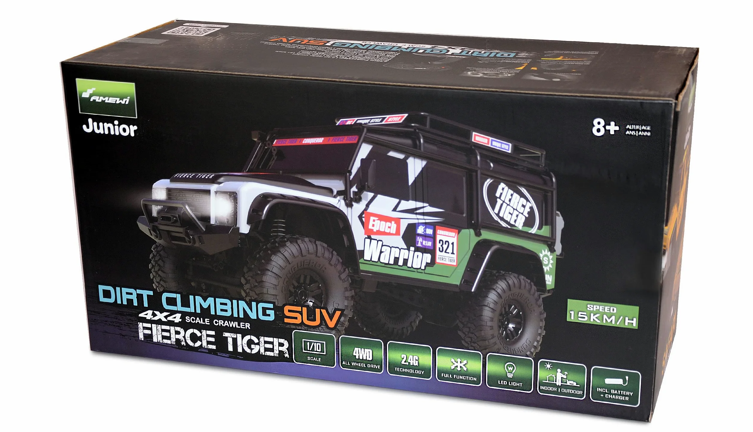 Amewi Dirt Climbing Fierce Tiger SUV Crawler 4WD 1:10 RTR nero, incl. telecomando, batteria, cavo di ricarica