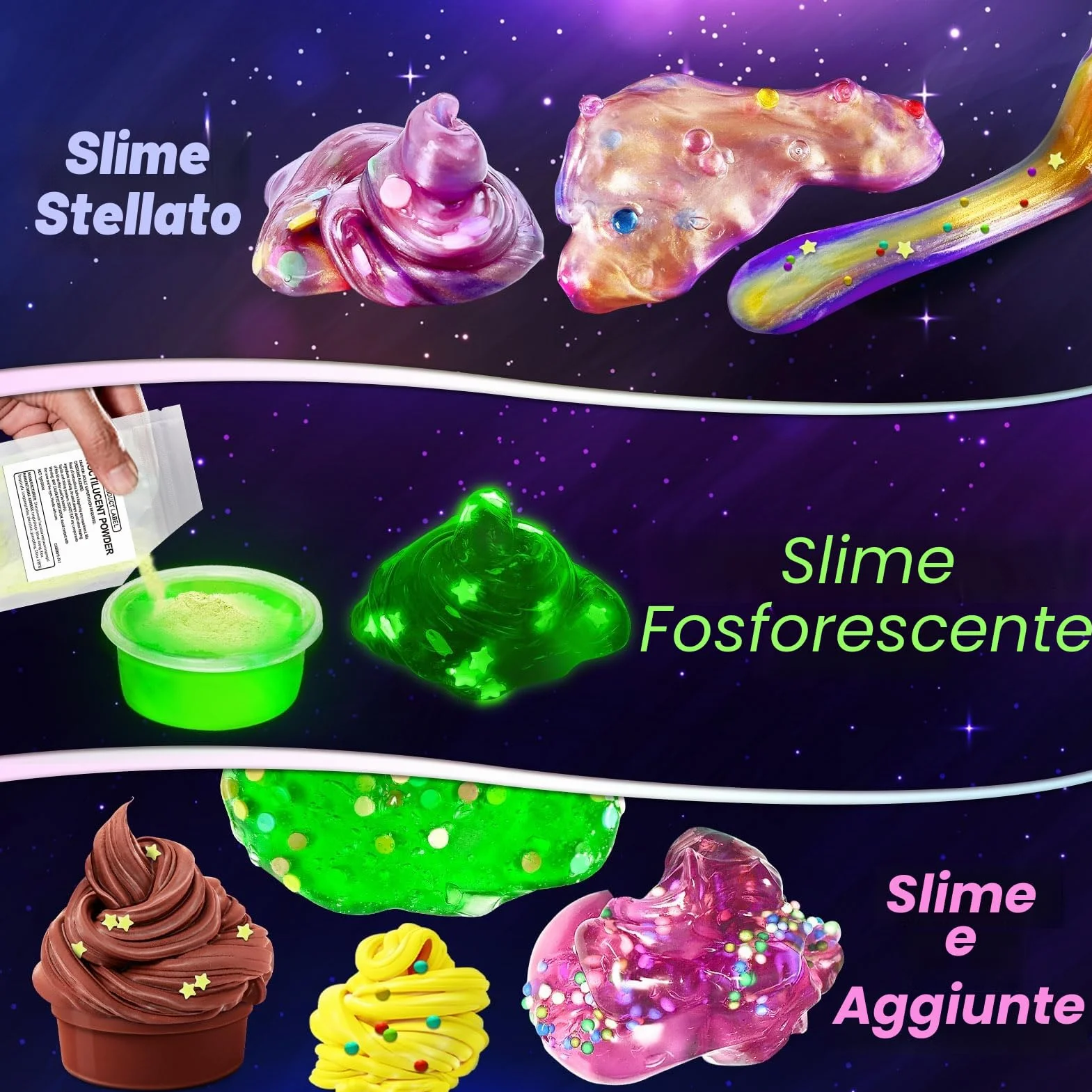 Galaxy DIY Slime Kit per Bambini 6-12, Laboratorio Creativo con Accessori