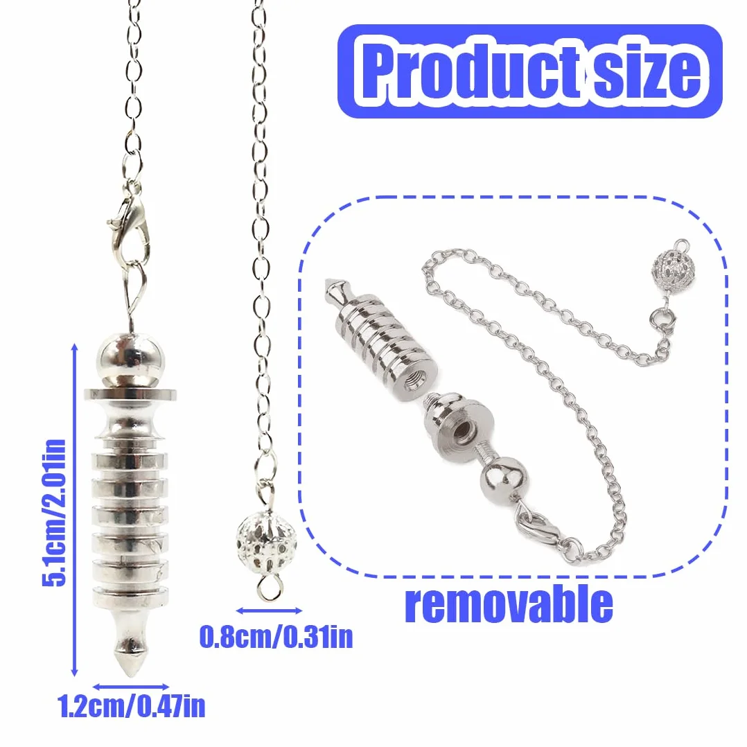 Pendolo Esoterico,Pendolo in Rame,Pendolo Divinatorio,Pendolo Caotico,per Esoterismo in Metallo,per Divinazione,Accessori per Tarocchi,Regali per Gli Amanti dei Tarocchi(Argento)