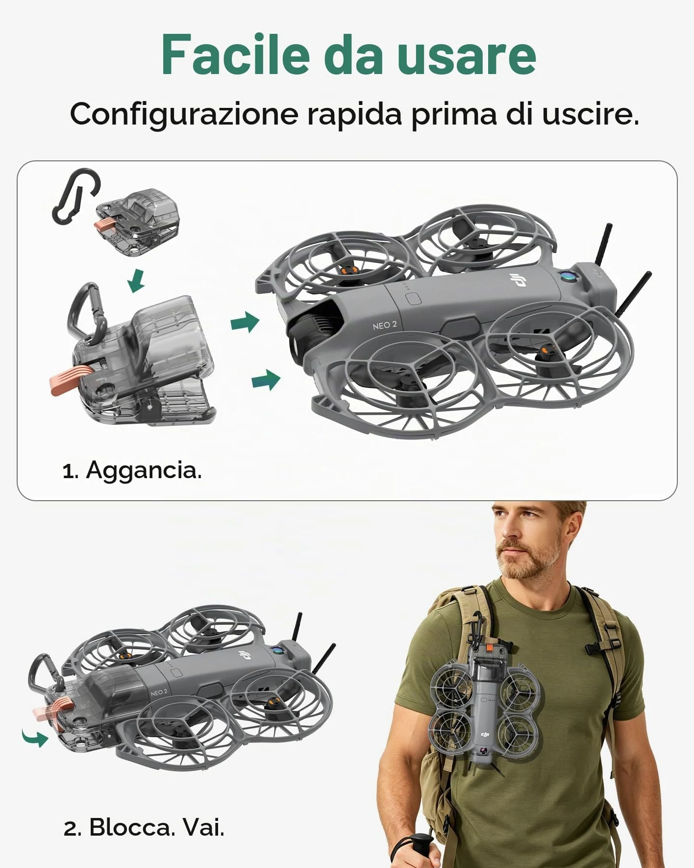 Protezione gimbal per drone DJI Neo 2 | Solo per DJI Neo 2, copertura cardanica compatta con moschettone per zaino, escursionismo, campeggio, viaggi e conservazione