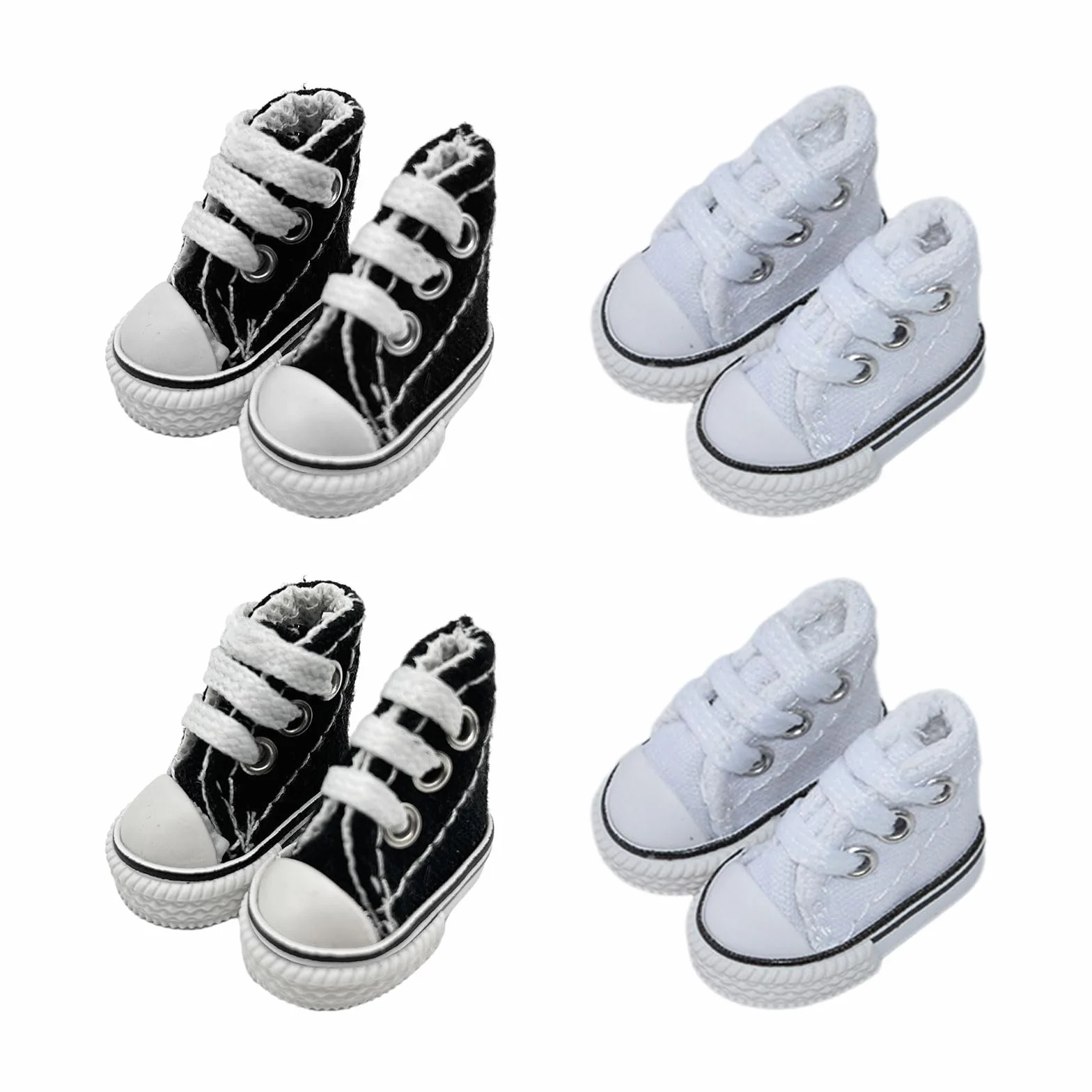 EUPSIIU 4 paia di Scarpe da Skateboard per Dita, Scarpa Sneaker in Mini, Mini Canvas Scarpa, Scarpe da Danza per Dita Breakdance, Mini Sscarpe per Dita, Mini Scarpe da Dito per Bambini (Nero, Bianco)
