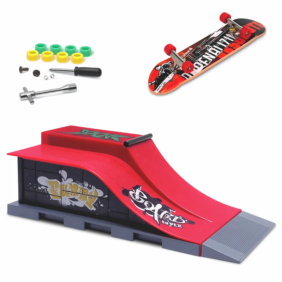 KETIEE Mini Skateboard da Dita con Rampa e Set di Accessori, Mini Finger Skateboards Rampa, Finger Toy Skatepark Rampe, Fingerboard Skate Park Kit per i Regali dei Bambini