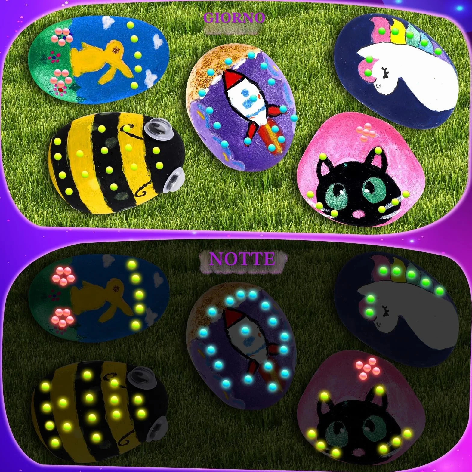 Sassi Da Dipingere, Kit Pittura per Bambina 4-9 Anni, Regalo Creativo, Lavoretti Bambini, Colori Acquerelli, Giochi Creativi 3-10 Anni, Natale
