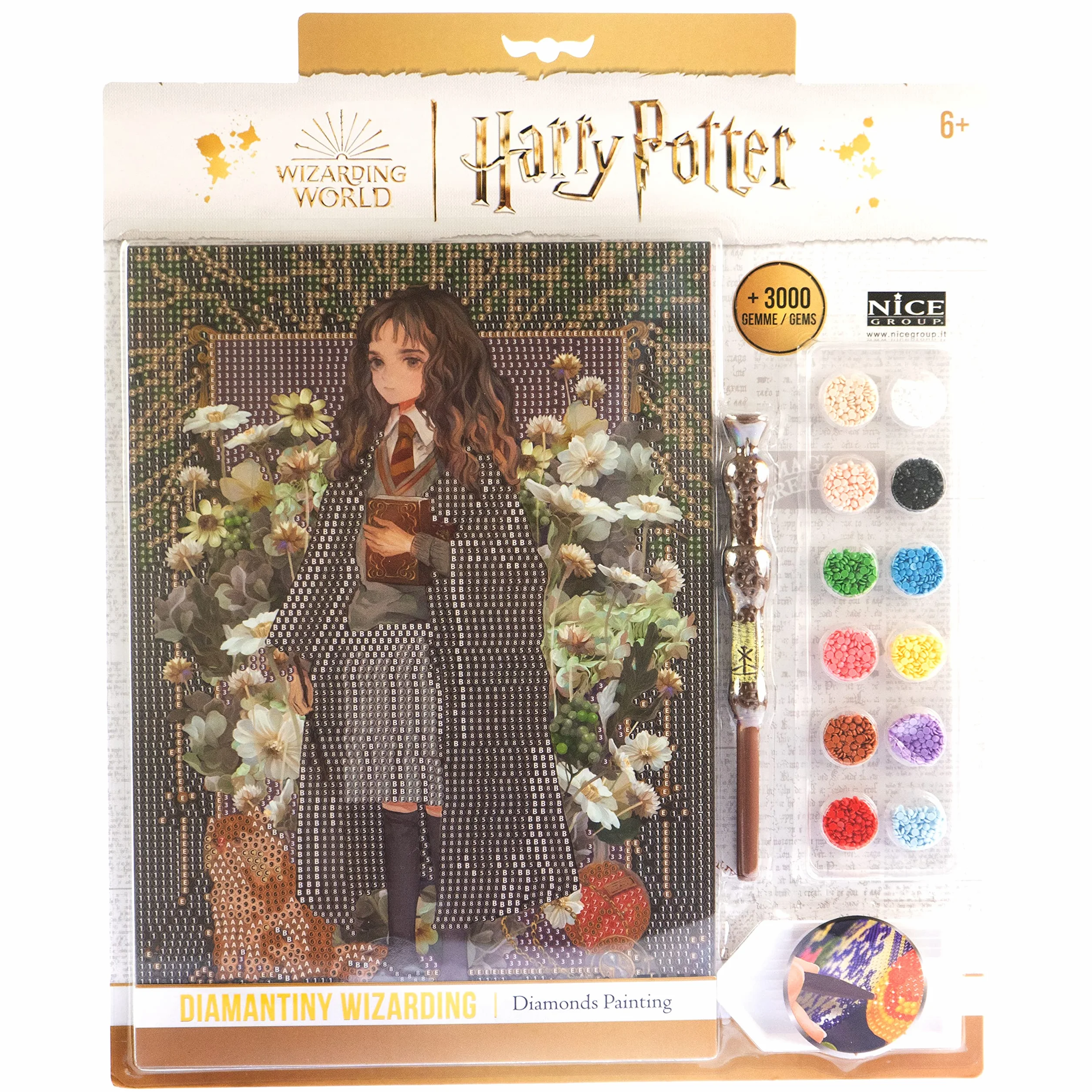 DIAMANTINY Harry Potter – Yume Fantasy Hermione – Kit crea il Mosaico, Attività Crystal Art, Diamond Painting, 1 Quadro A4