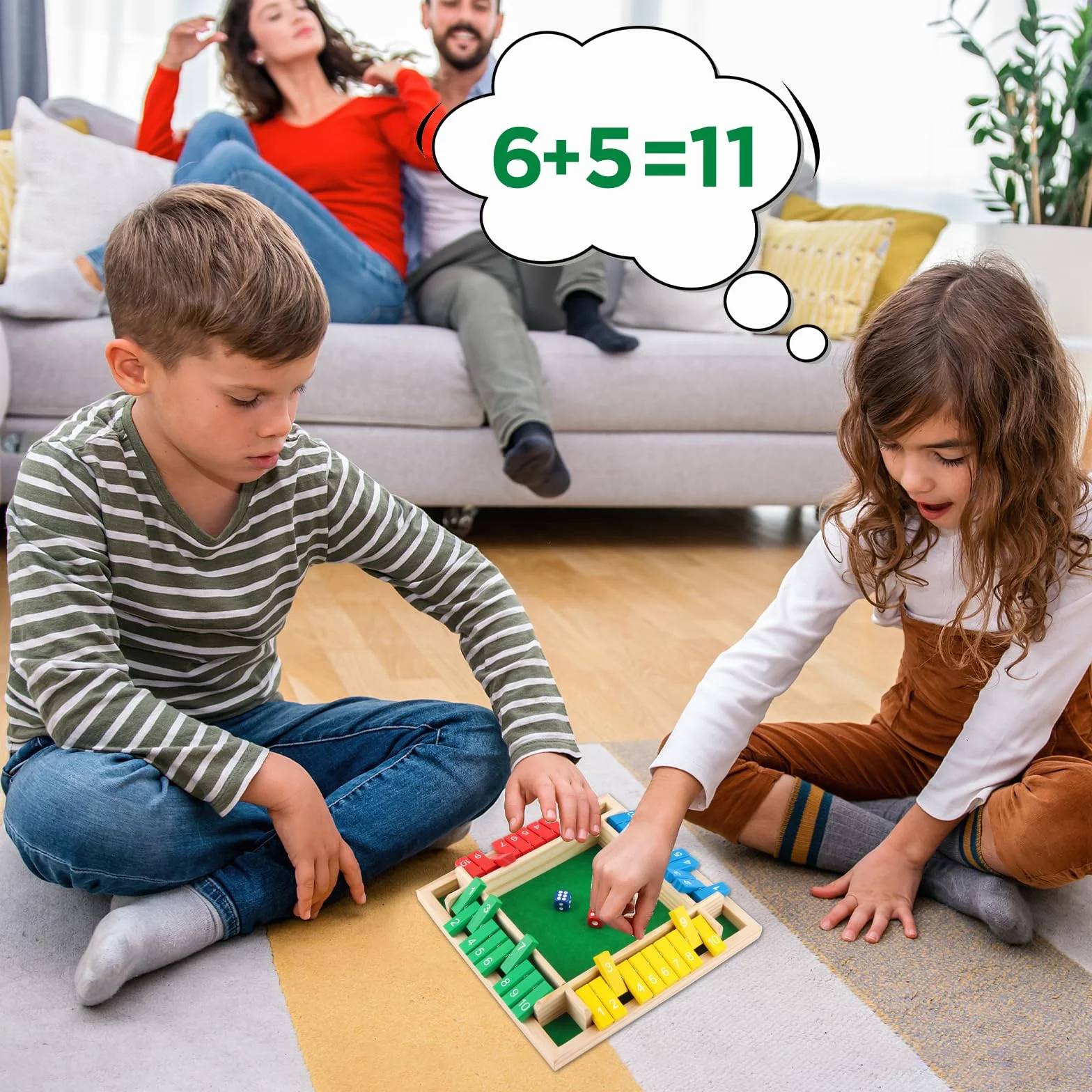 ACTOYS Shut the Box, Giochi da Tavolo, Dadi da Gioco con 2 Dadi, Gioco per 4 Giocatori, Classico Gioco da Tavolo, giochi da tavolo, Gioco di Matematica per bambini e adulti (B)