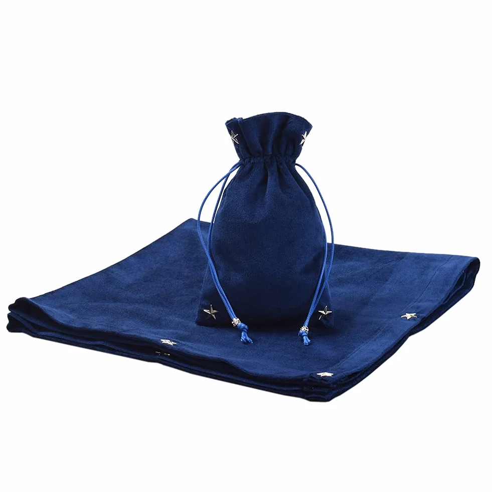 BLESSUME Tovaglia con Carta di tarocchi per Altare con Borsa dei tarocchi Divination Wicca Velvet