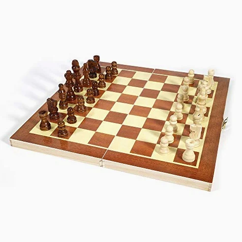 MRKU Set di Scacchi in Legno Scacchiera Pieghevole Internazionale Gioco di Scacchi in Legno Backgammon Walk Entertainment Versione Inglese Scacchi