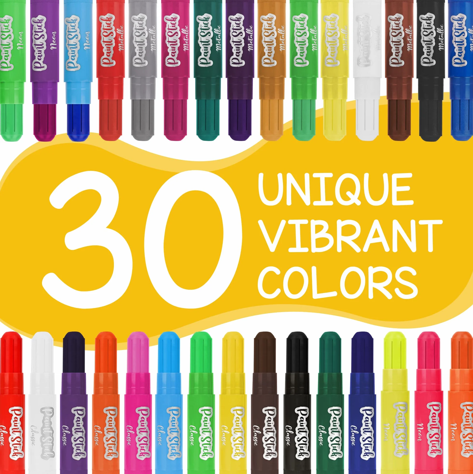 Zenacolor 30 bastoncini di vernice per bambini, forniture artistiche per bambini, in tinta unita