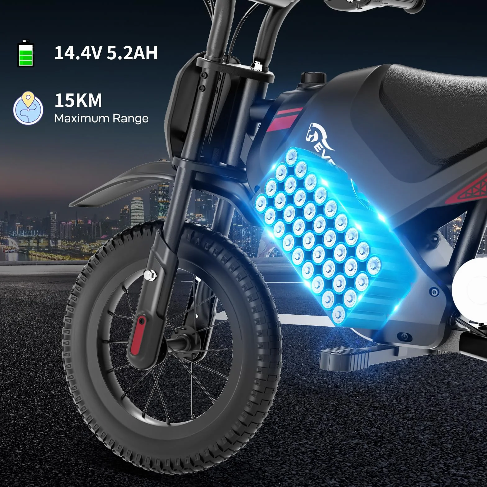 EVERCROSS EV05M Motocicletta Elettrica per Bambini, E-Moto da 150 W, Modalità Velocità 8/16 km/h e Motocicletta Elettrica a Lungo Raggio da 15 km, Moto Cross da 12'' per Bambini