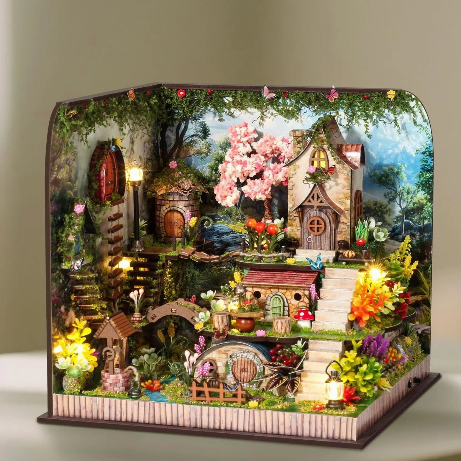 Qfdiwr Kit Casa in Miniatura Kit Creativo per Angolo Lettura Fai da Te, | Modellino Casa Artigianale Adolescenti, Casa, Biblioteca, Camera Da , Espositore Per Libreria, Vacanze