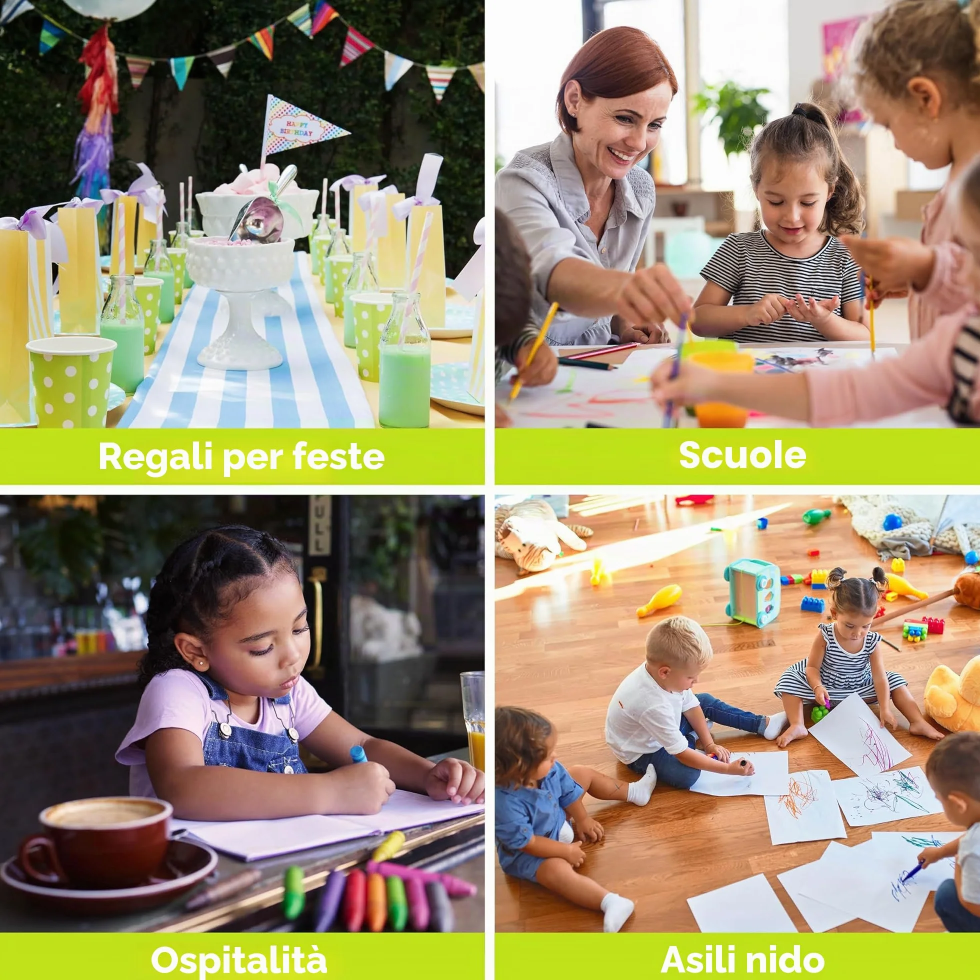 THE TWIDDLERS 50 Sets di Pastelli a Cera Colorate Bambini, 4 Crayons per Scatola, 200 Totale - Bomboniere e Pignatta, Ideale per Mini Gadget Regalini Fine Festa Compleanno