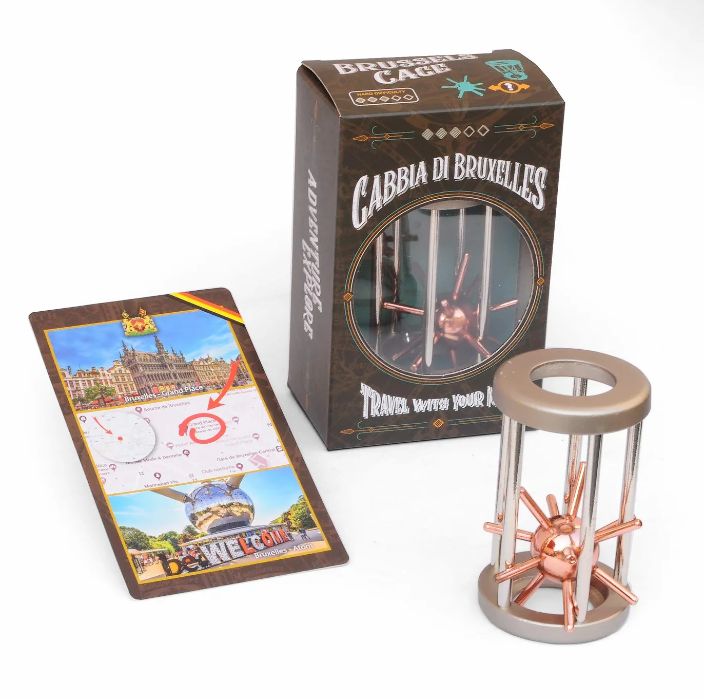 LOGICA GIOCHI Cast Puzzle Gabbia di Bruxelles Rompicapo Lega Difficile 3/6 Serie Viaggiatori