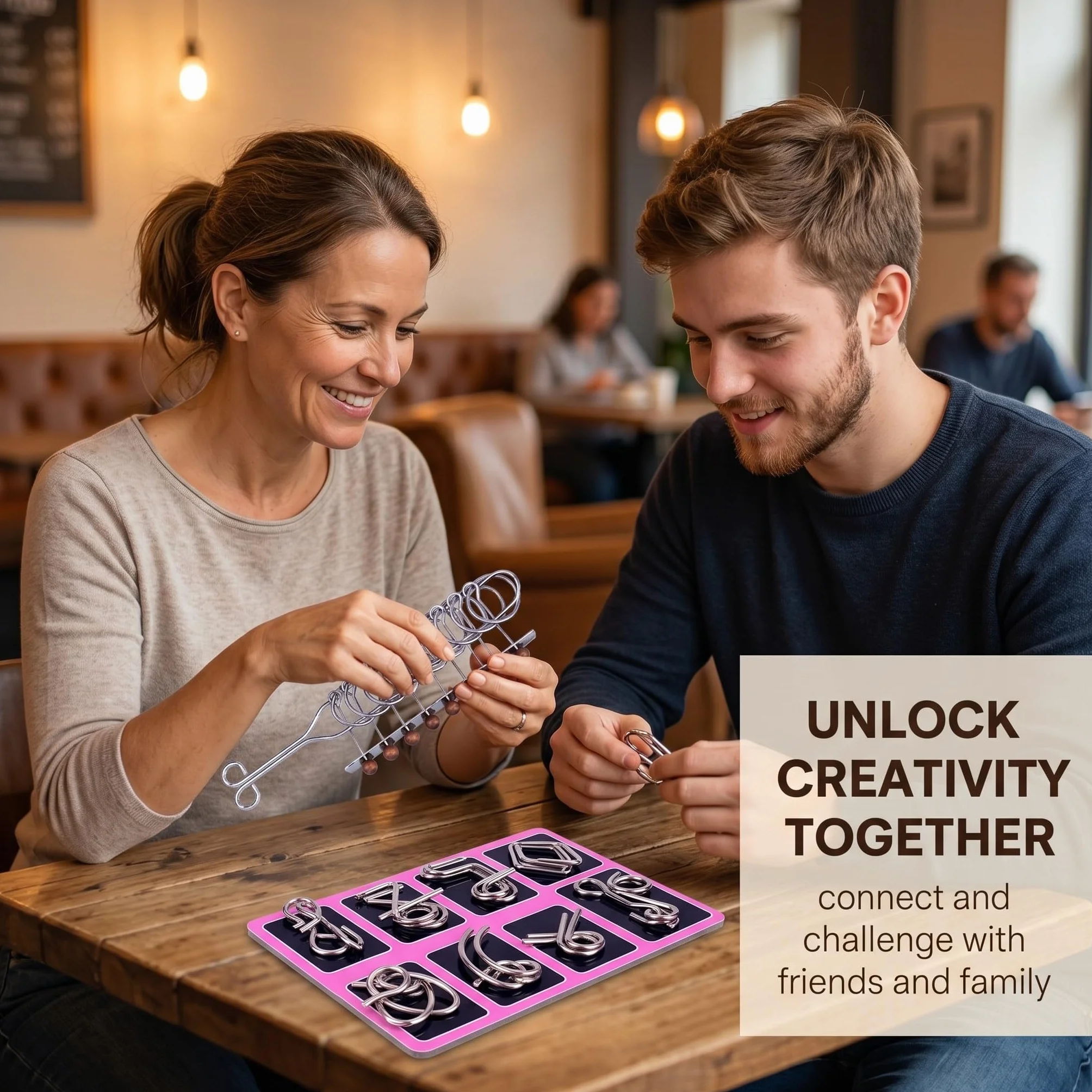 Puzzle in Metallo 3D, Set di 9 Rompicapo in Filo Metallico per Adulti e Bambini, Giocattoli Educativi