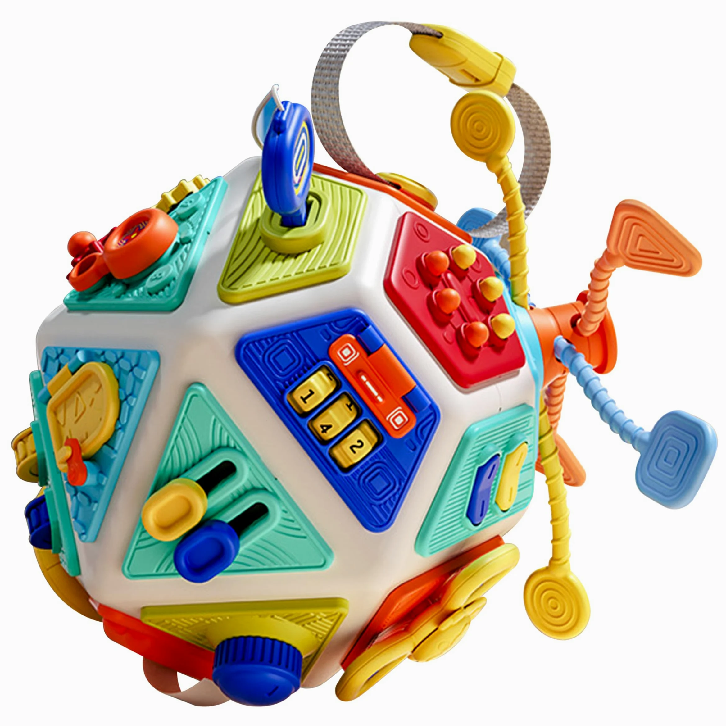 Cubo Occupato, 1 cubo attività Montessori da Tavolo |.Giocattolo sensoriale interattivo a 22 Lati |.Multicolore, 7, 2x7, 2x8, 39 Pollici