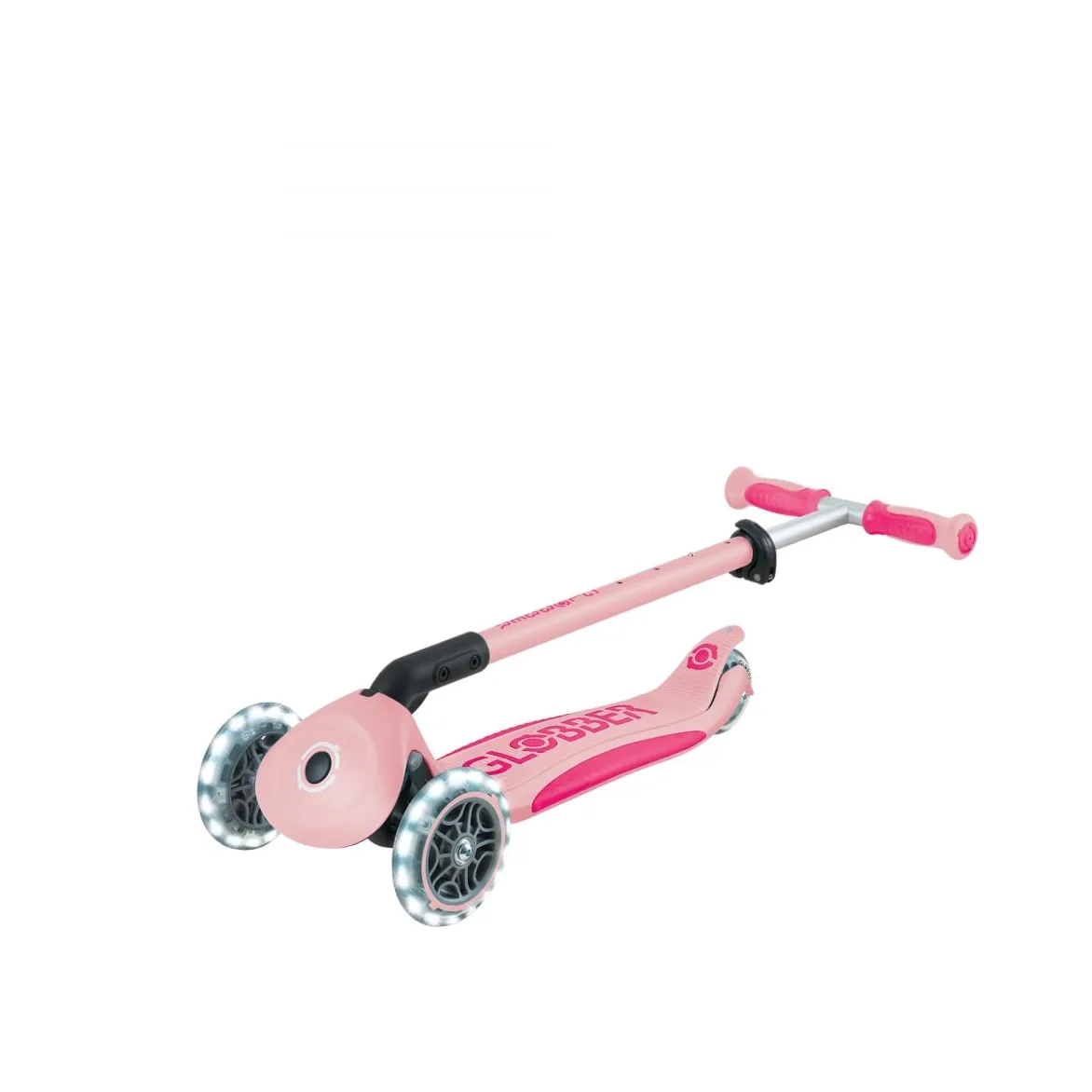 Globber - GO UP Deluxe Lights - Monopattino a 3 ruote con seduta, per bambini dai 15 mesi ai 6 anni, rosa