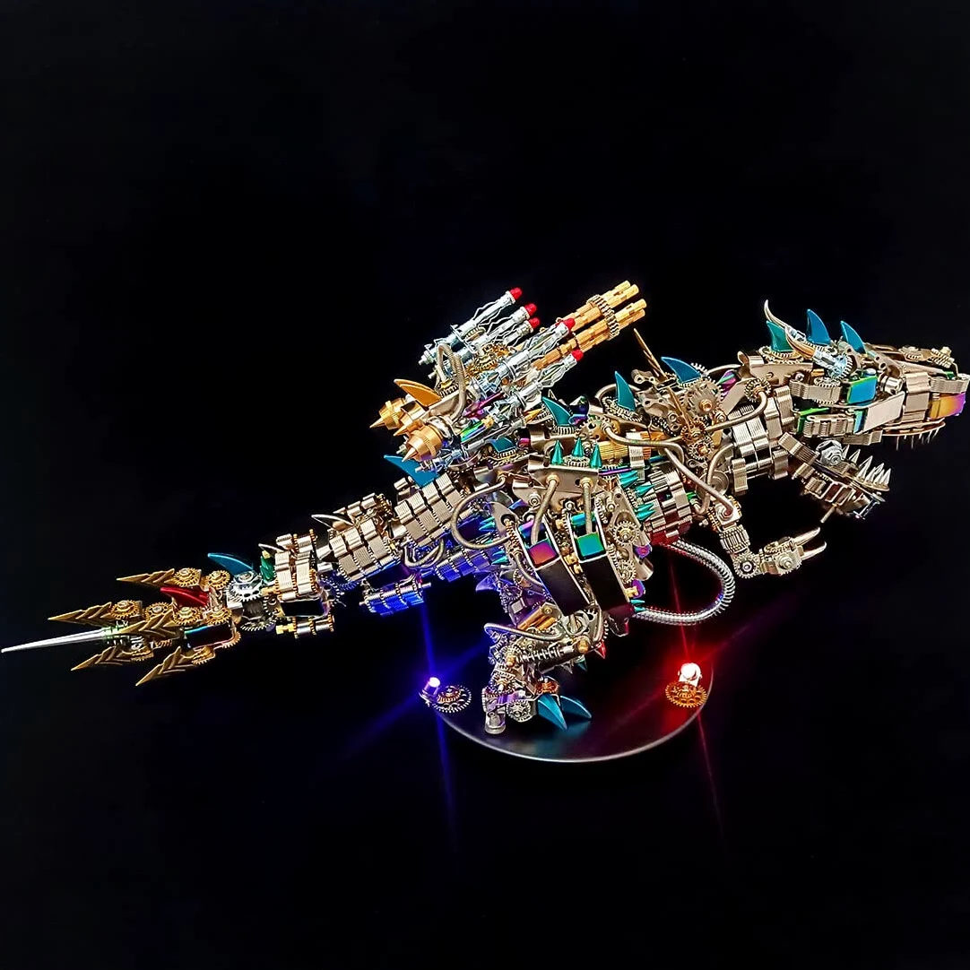 Steampunk - Puzzle in metallo 3D per adulti, 2500 pezzi, dinosauro meccanico fai da te, 50 cm