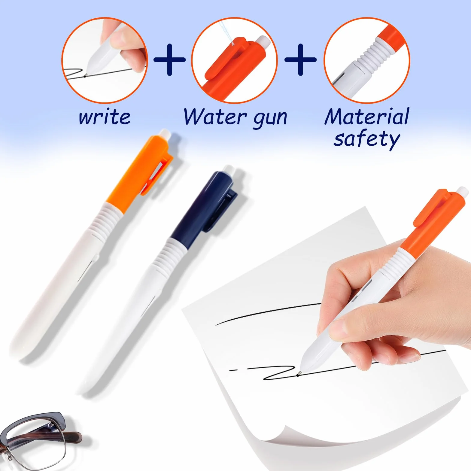 Confezione da 2 penne spray, penna spray d'acqua scrivi-cancella, penna 2 in 1, penna cancellabile, penna scherzo, penna scherzo, penna pressata, per ufficio scolastico