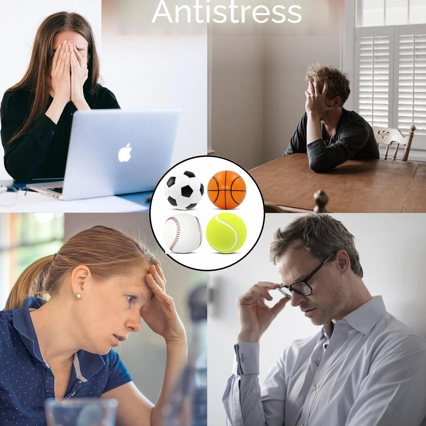 Yeefunjoy 4 palline antistress per stress e dita, giocattolo emotivo per calcio, basket, tennis