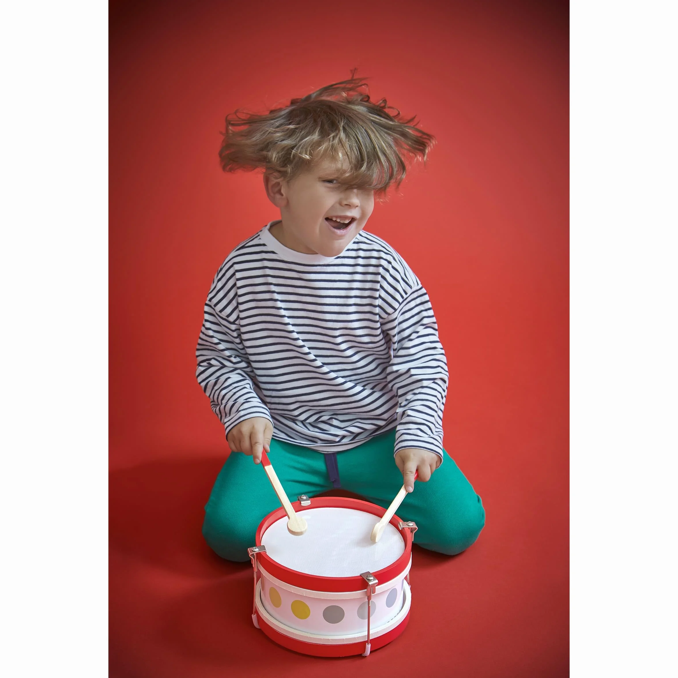 Janod - Il Mio Primo Tamburo Coriandoli (Legno), Strumento Musicale per Bambini, Giocattolo Di Imitazione e Risveglio Musicale - Da 2 Anni in su, J07608