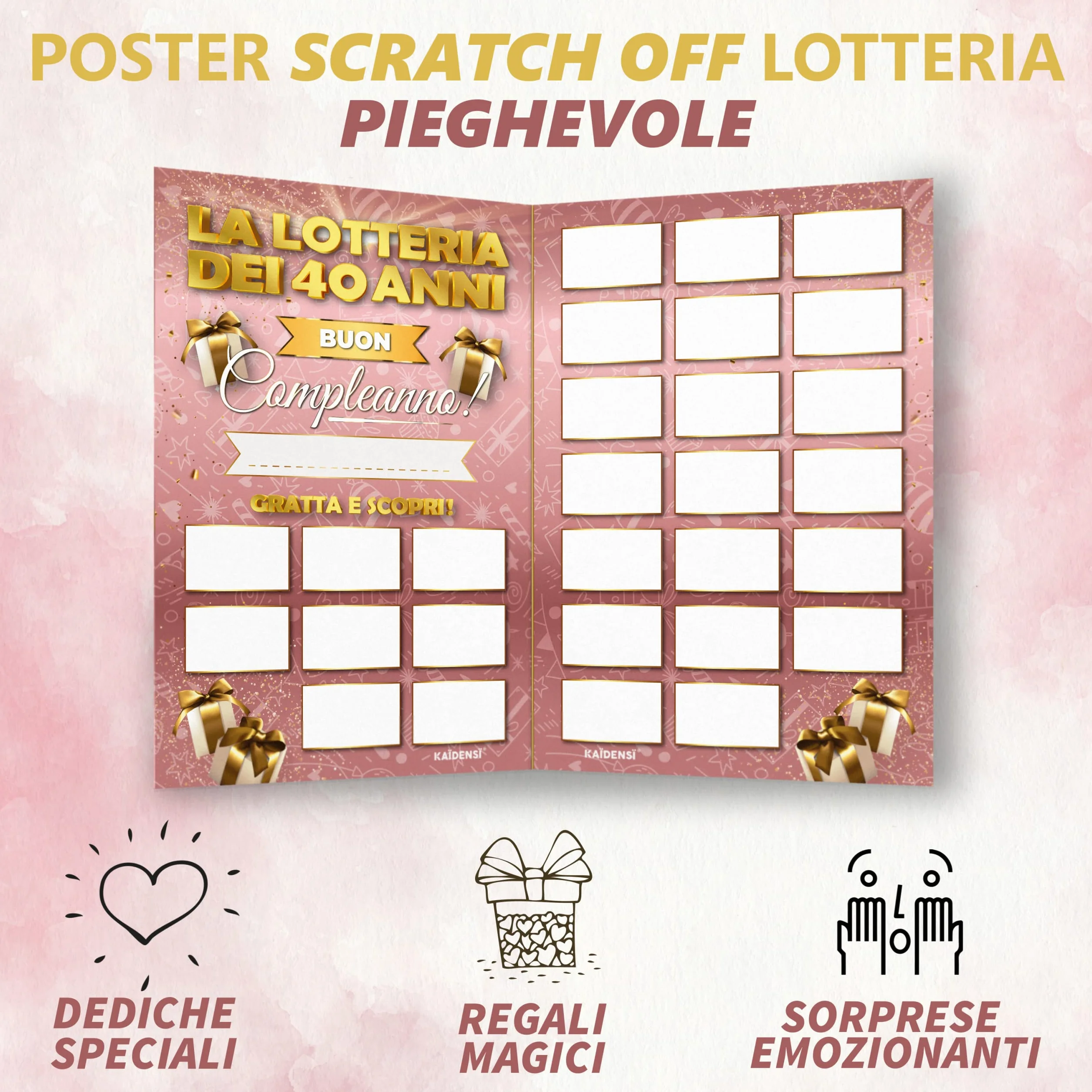Maxi Gratta e Vinci Personalizzato Gioco Compleanno – Idea Regalo Lotteria del 40enne Versione A3 - Calendario Auguri Grattabile 40 Anni Per Invitati - Regali Divertenti 40 Anni Uomo Donna Originale