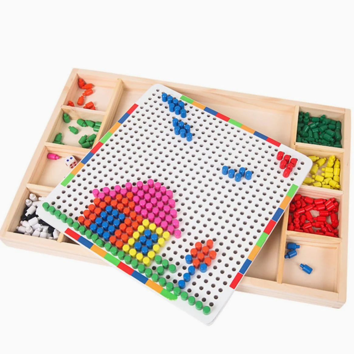 1set Puzzle Fungo Educativo per Chiodini Colorati Gioco Creativo per Apprendimento Precoce e Sviluppo Immaginazione Materiale Sicuro e Resistente Regalo per Ragazzi e Ragazze