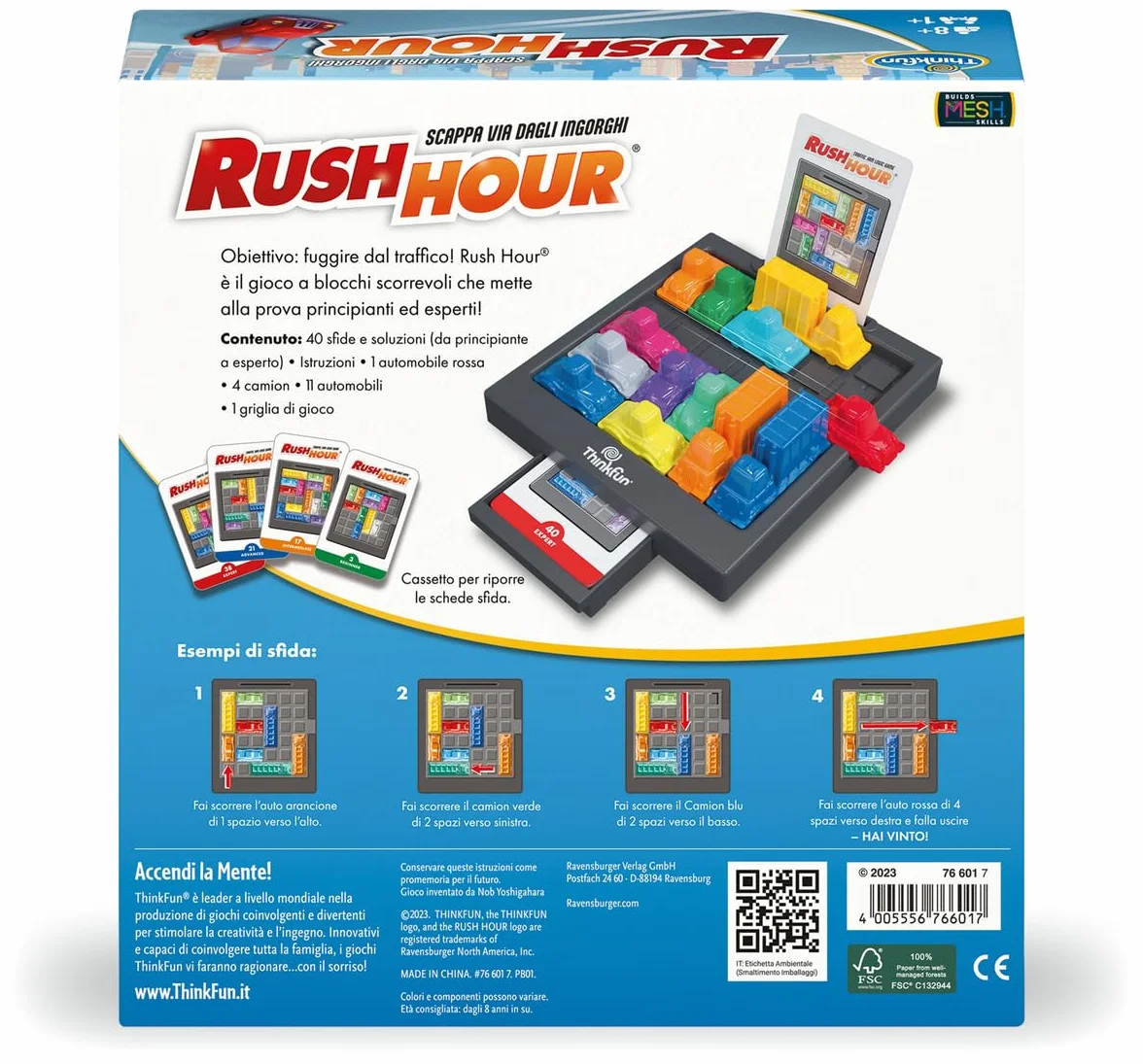 ThinkFun - Rush Hour Gioco | Giochi Da Tavolo per Bambini | 40 Sfide | Bambino e Bambina +8 Anni | Idee Regalo | Giochi Bambini +8 Anni | Idee Regalo