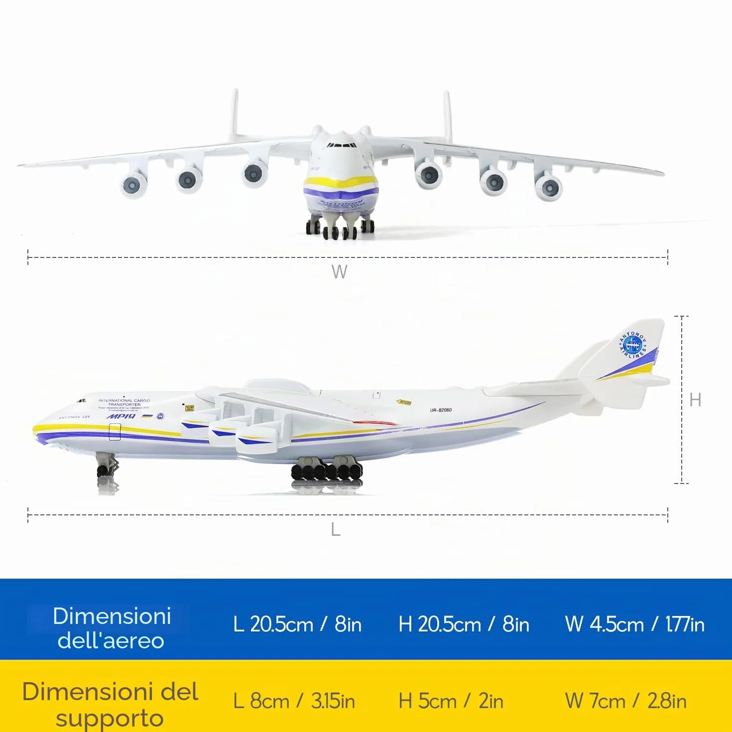 Antonov An-225 Mriya 1/400 modello in metallo pressofuso aereo da trasporto strategico
