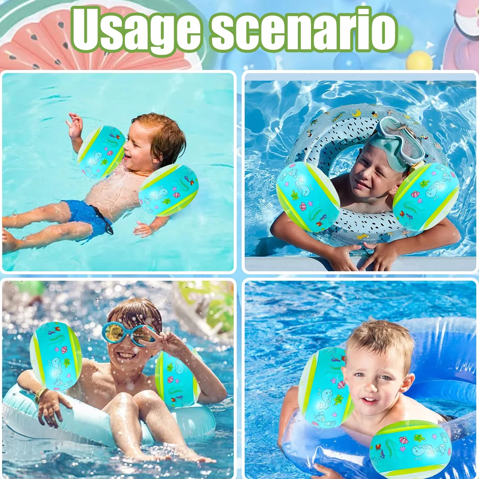 Braccioli Bambini,Swim Braccioli 3-6Anni,design elegante, modello di cartone animato per nuotare e allenarsi, Bracciolis per Adatti a bambiniss con Peso 11-30kg