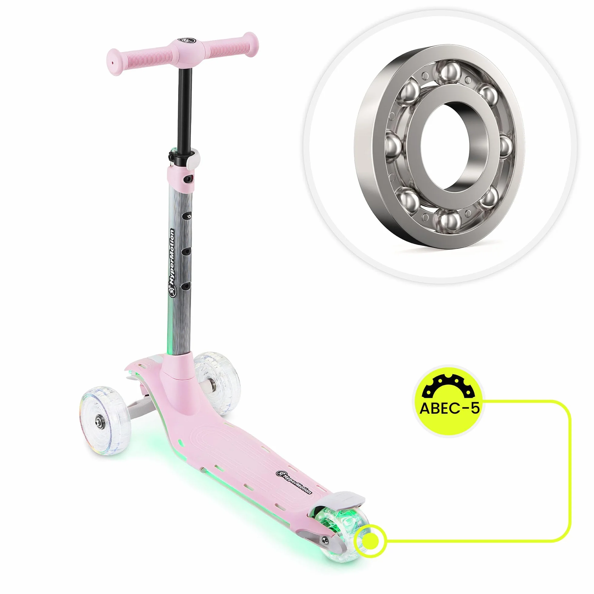 HyperMotion- Monopattino a tre ruote per bambini, 3-8 anni, con illuminazione