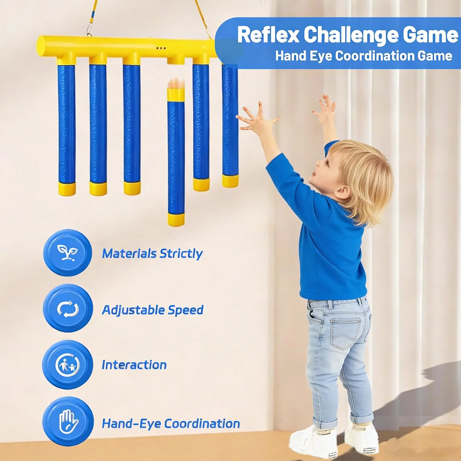 Gioco di Reazione Bastoncini da Afferrare, Giocattolo Coordinazione Occhio-Mano con Telecomando, 3 velocità Regolabili Sfida di velocità per Bambini Famiglia Festa Indoor Outdoor