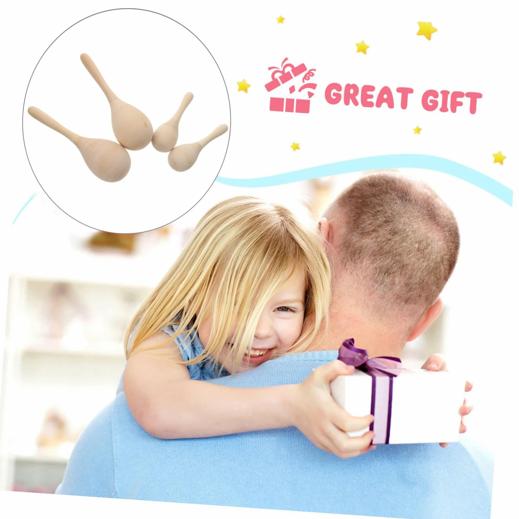 minkissy Maracas in Legno 12 Pezzi per Ragazzo Ragazza Design Creativo e Compatto, Strumento Musicale Fai da Te per Casa e Aula di Scuola