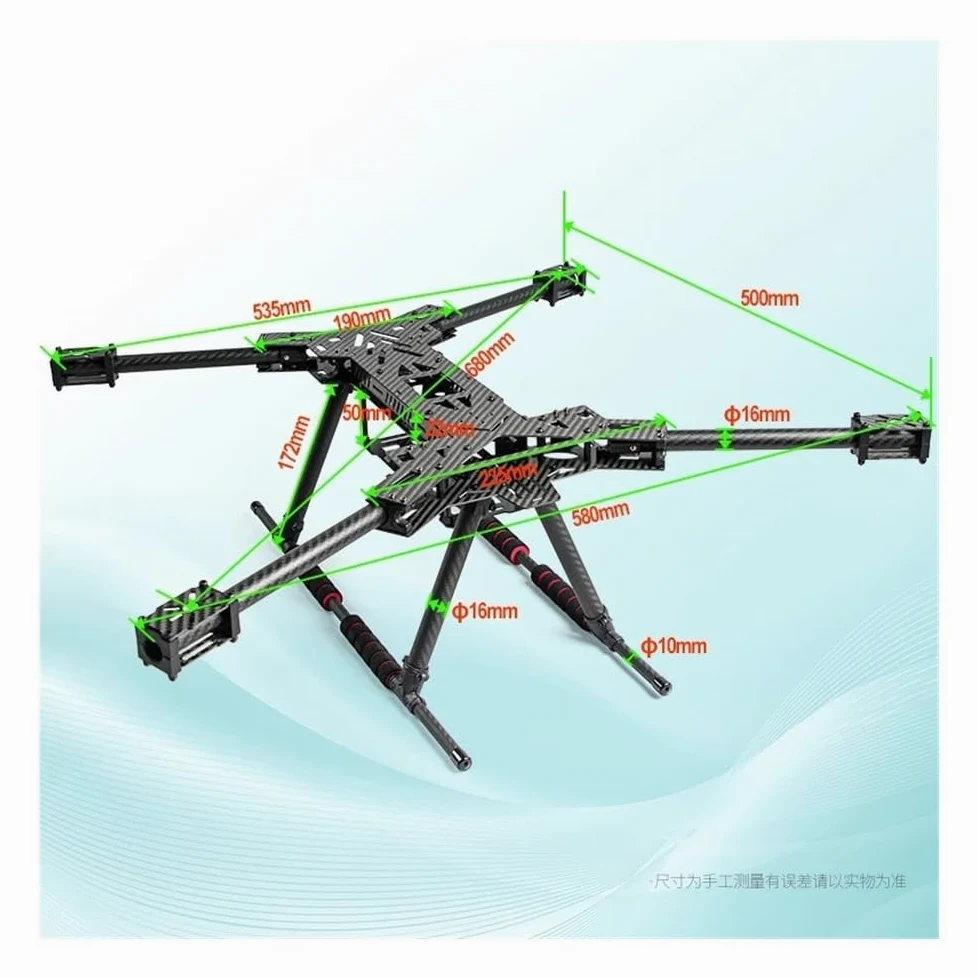 Kit telaio for aereo pieghevole Flyroun F680 ZD680 in fibra di carbonio | Adatto for il di controllo di volo PIXHAWK/Ardupilot for RC