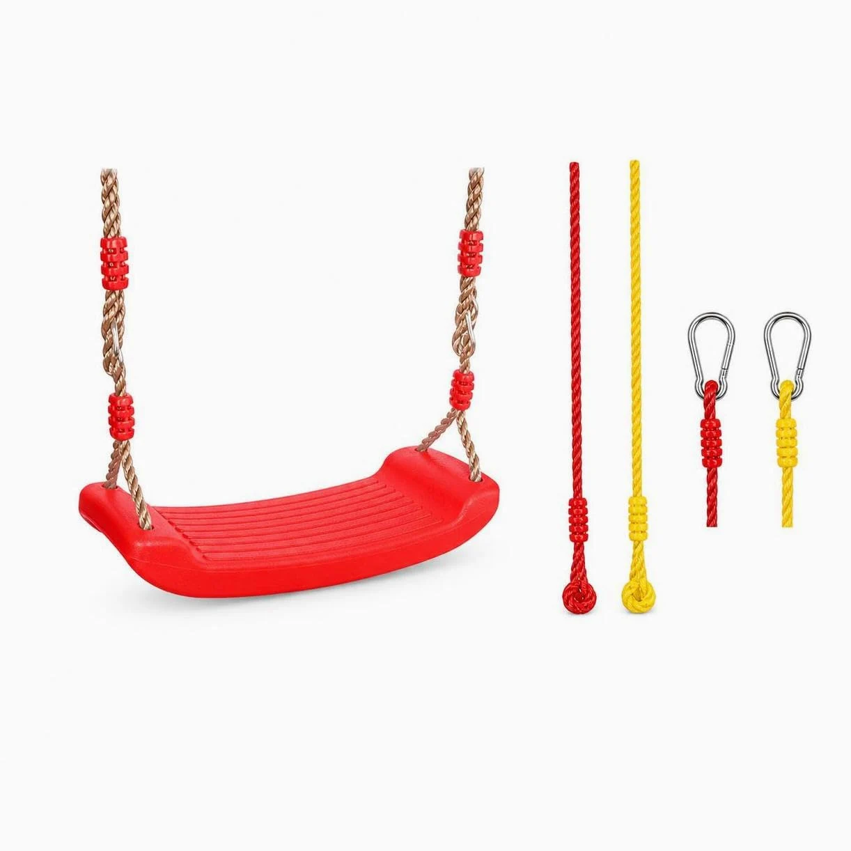 Altalena da Giardino per Bambini in Legno e Plastica, per Uso Interno ed Esterno, con Gancio di, Anello da ginnastica multifunzionale collegato