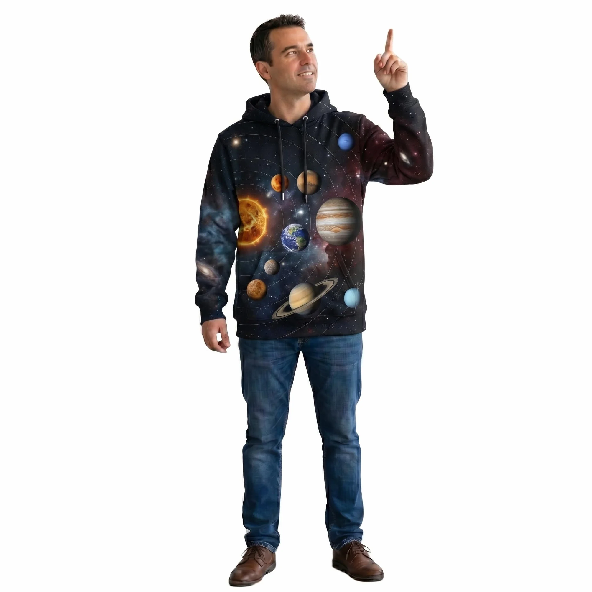 Felpa con Cappuccio Sistema Solare Pianeti Galassia Universo Astronomia Spazio Design Unisex Regalo Per Amanti dell’Astronomia e della Scienza
