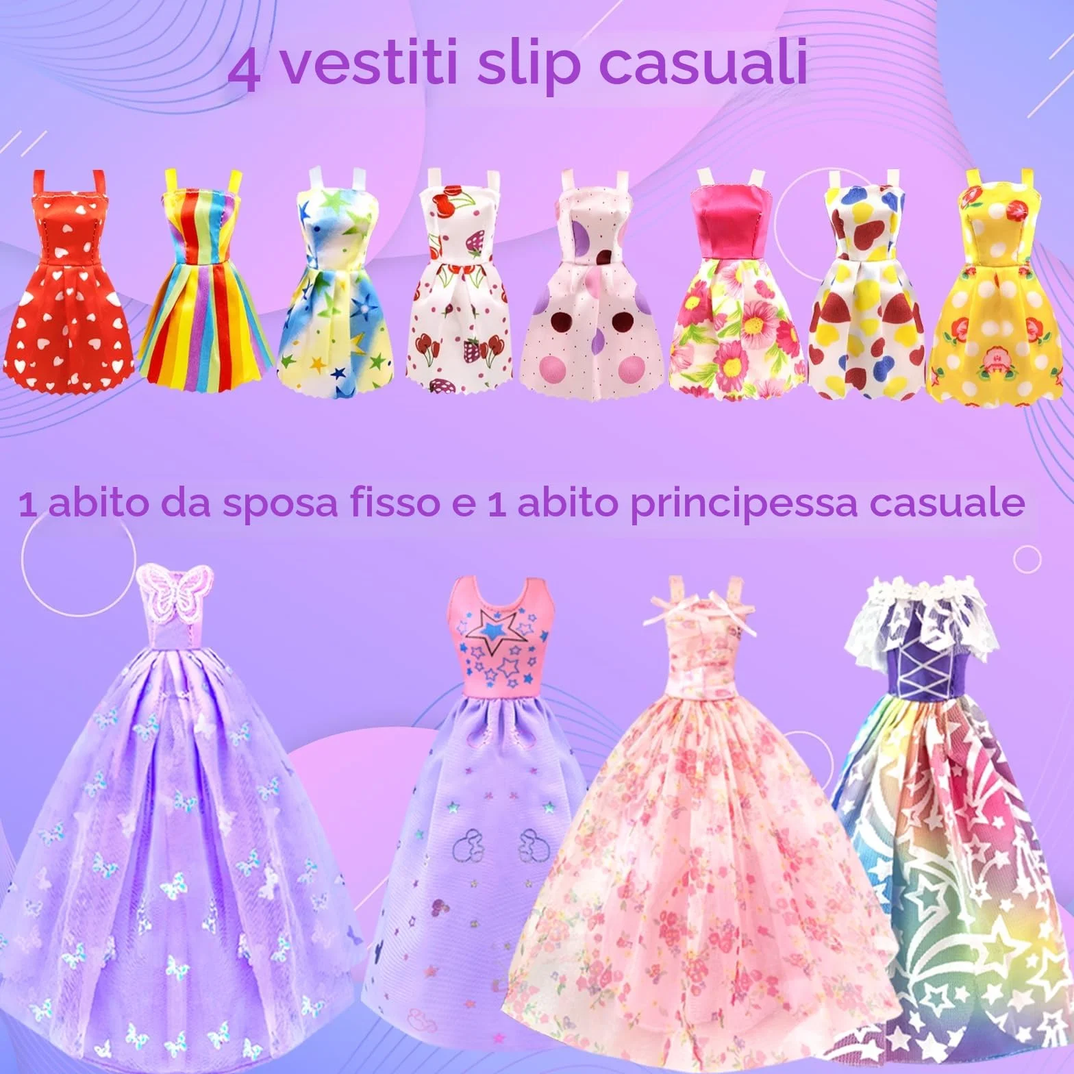 65 Vestiti e accessori per Bambole con Armadio per Bambole da 11,5 pollici - Set di Bambola di Design Inclusi Abiti da Sposa e Vestiti di Moda Top e Pantaloni per Ragazze (include la bambola)