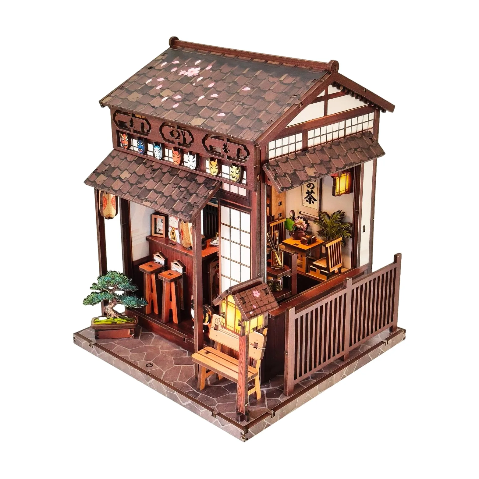 Colcolo Kit per Costruire Una Casetta da tè in Miniatura in Legno, Regalo di Compleanno con Luci a LED, Progetto Creativo Fai-da-Te per Bambini E Adulti.