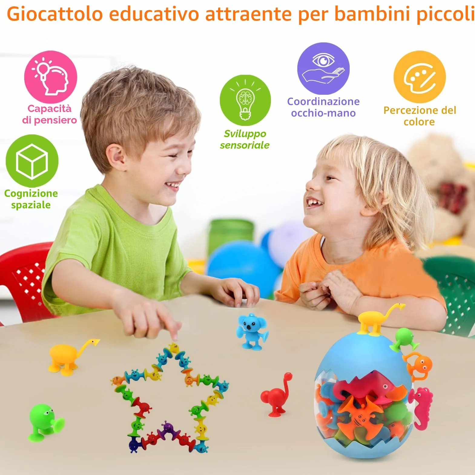 Giochi Bagnetto Neonato, 26 Pezzi Giocattolo a Ventosa in Silicone con Organizzatore, Giocattolo Sensoriale da Viaggio Giocattoli Bagno Educativi Regalo per Bambini 3 4 5 6 7 Anni