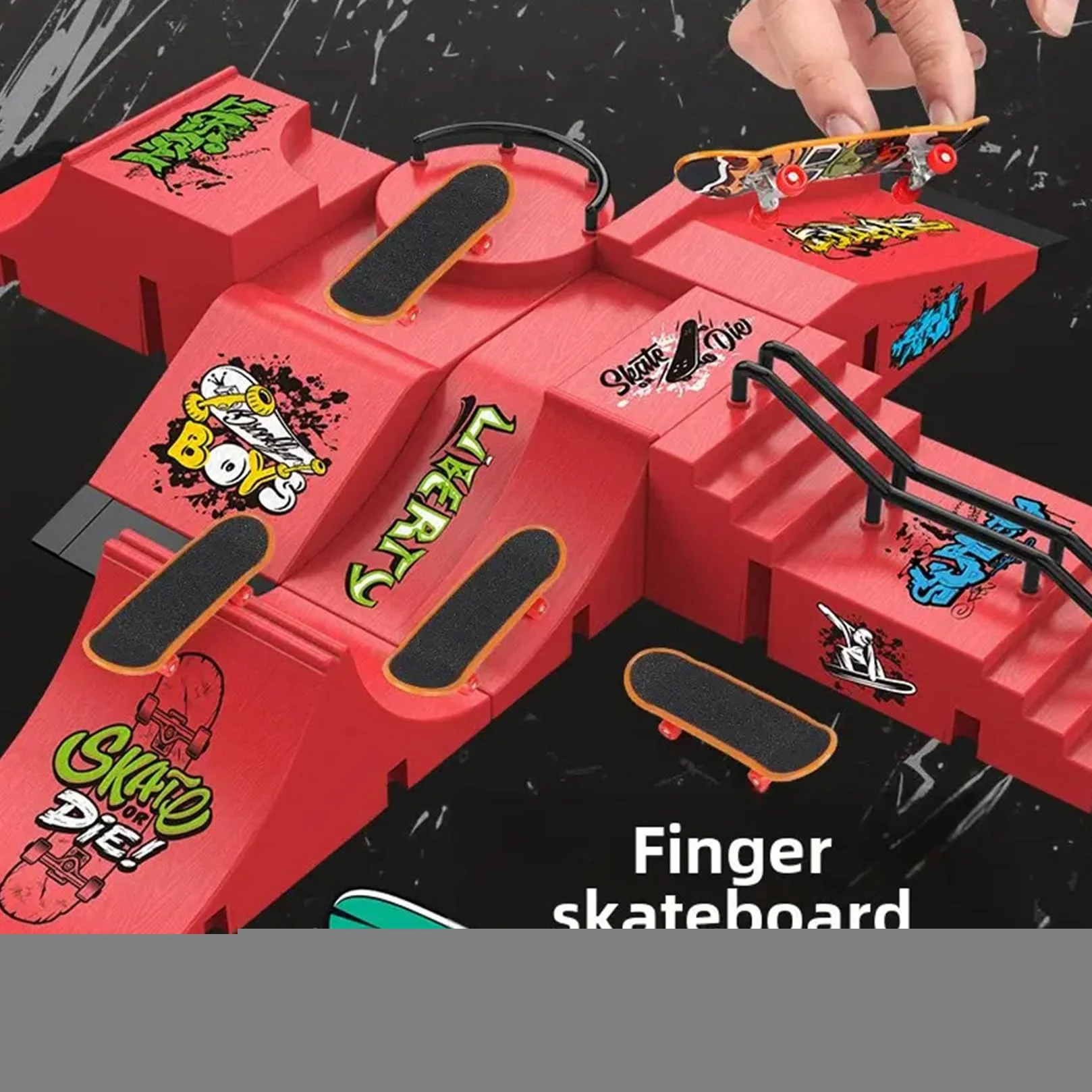 Mini Skateboard Da Dita Fingerboard Set di Sccessori per Rampa con 1 e Fingerboard di Ricambio Ultimate Sport Training Requisiten (E)