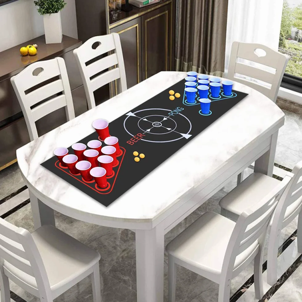 Faburo Beer Kit, Set da bere, Set completo, Tappetino da gioco Beer-Pong, 22 tazze, 6 sfere, per serate e barbecue per adulti