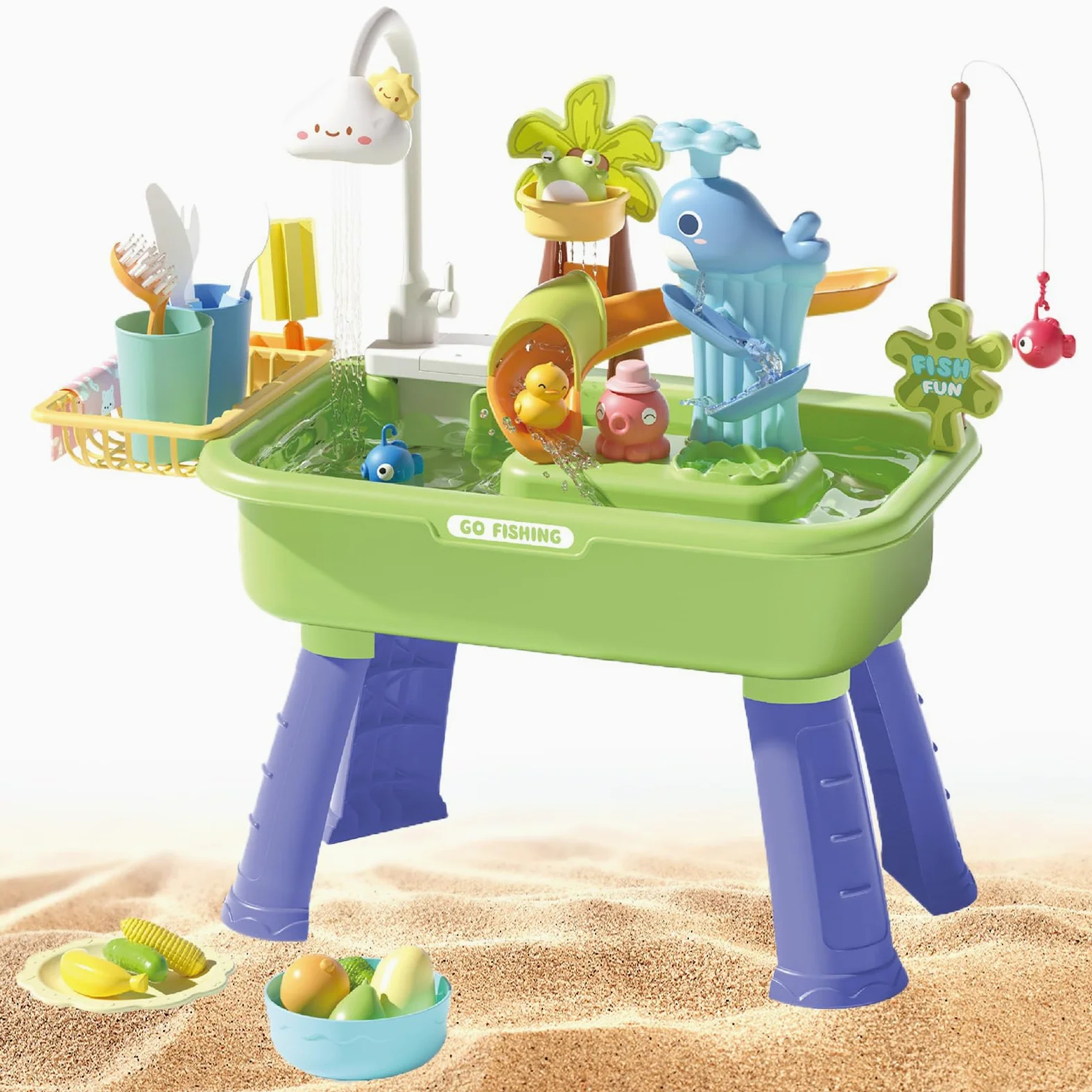 Generico Tavolo Acquatico Tavolo Sabbia e Acqua | Con Pompa Per Giardino Spiaggia Esterno Sviluppo Coordinazione Mano-Occhio