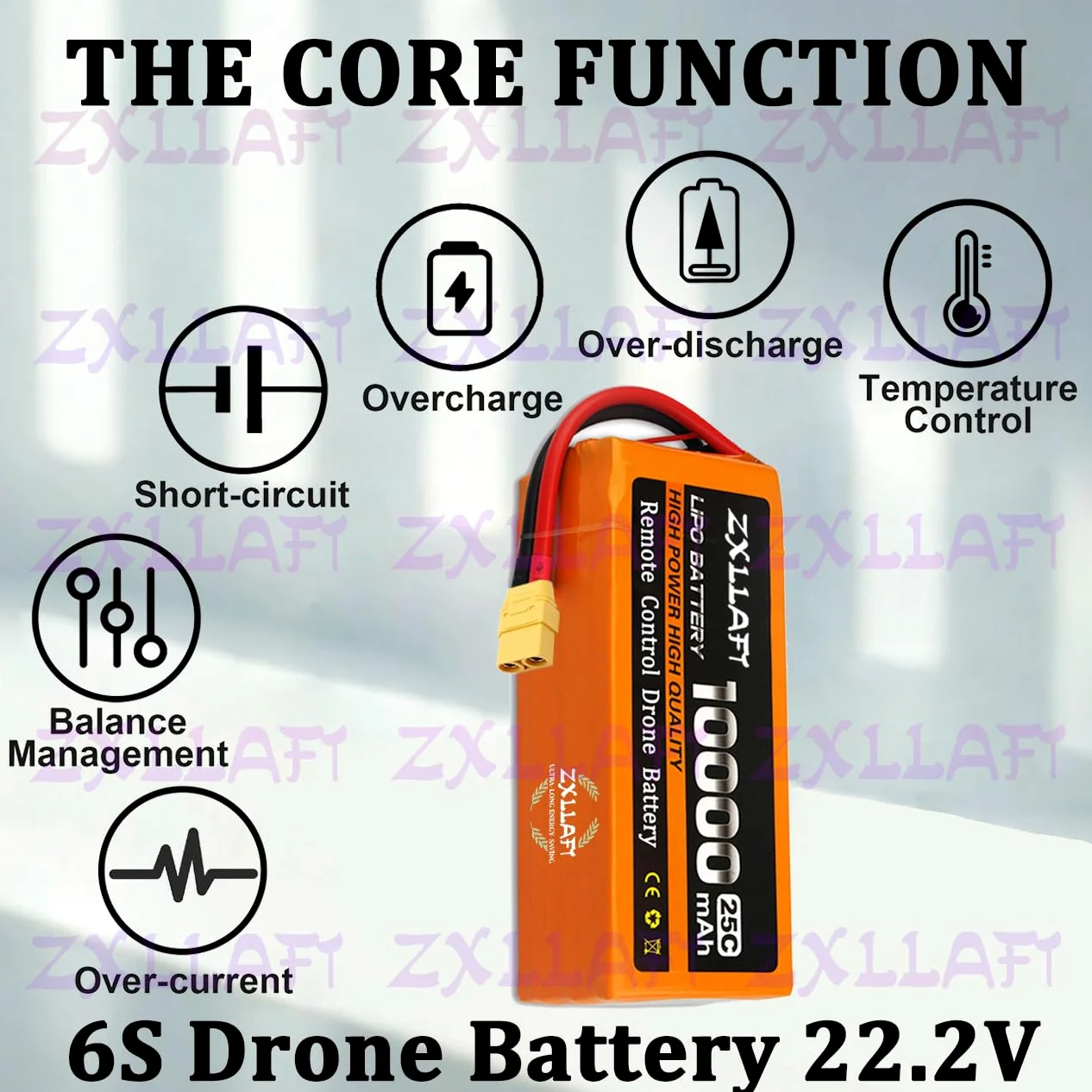 Batteria Lipo 22,2 V 14,8 V 11,1 V Batteria per droni | 6S 4S 3S Batterie al litio 7,4 V 18,5 V 25,9 V 29,6 V Batterie di ricambio 25C per drone telecomandato con BMS