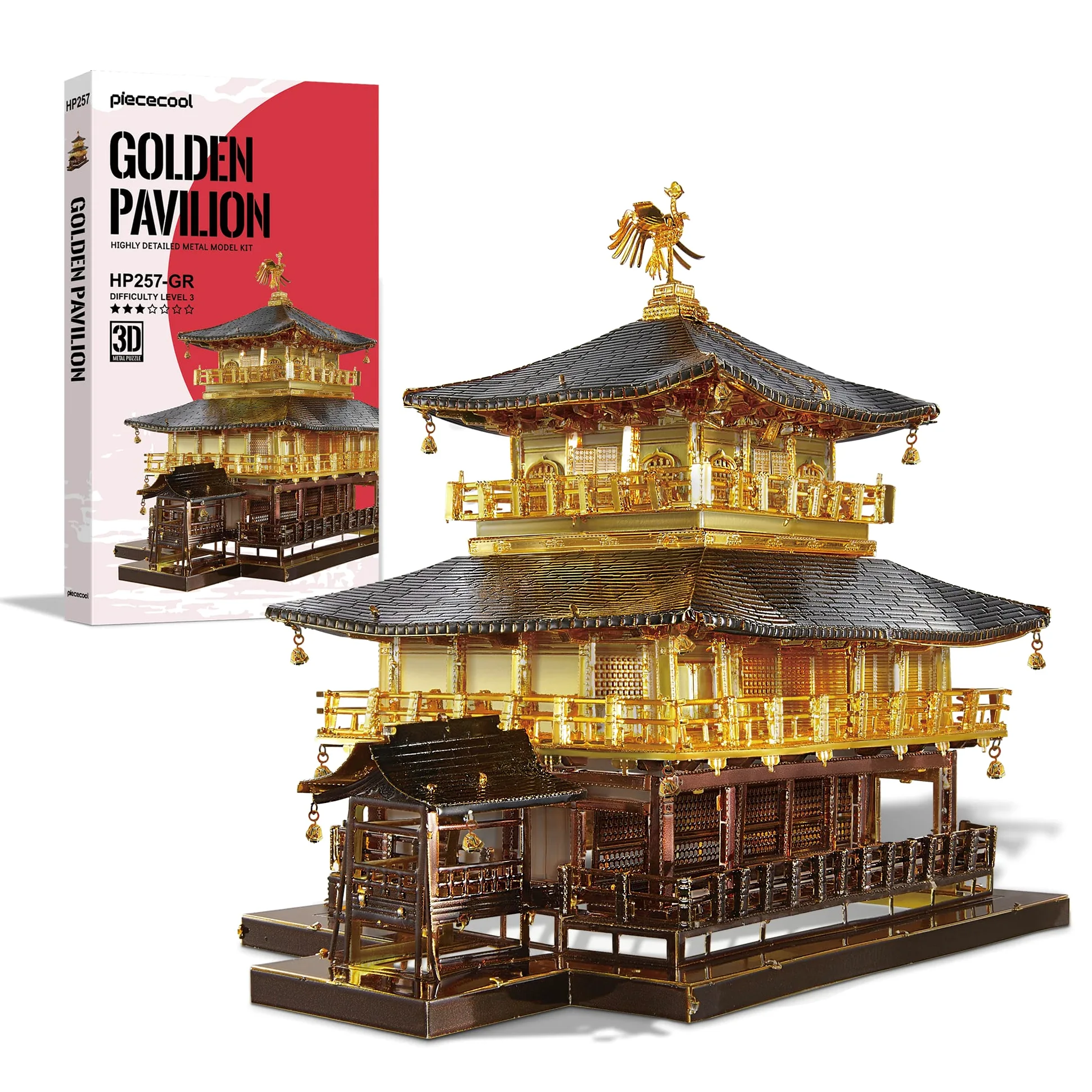 Piececool Puzzle 3D Metallo, Kinkaku-ji Modellismo Luoghi di Architettura Classica, 3D Puzzle de Paris Modellino Giocattoli per Adulti e Adolescenti,Regalo per Uomini e Donne