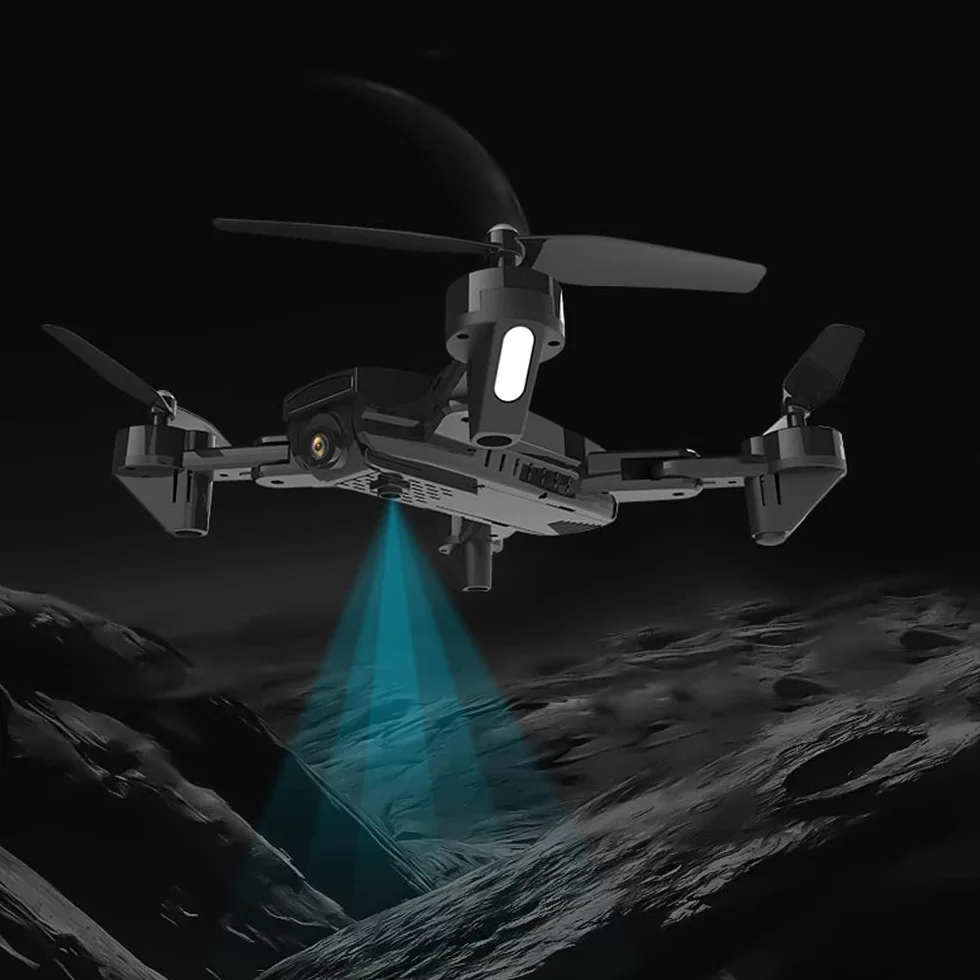 Drone con fotocamera 1080P HD, mini drone RC pieghevole per regalo per bambini Quadcopter tascabile portatile, regolazione della velocità di avvio con una chiave, capovolgimenti 3D, luce a LE