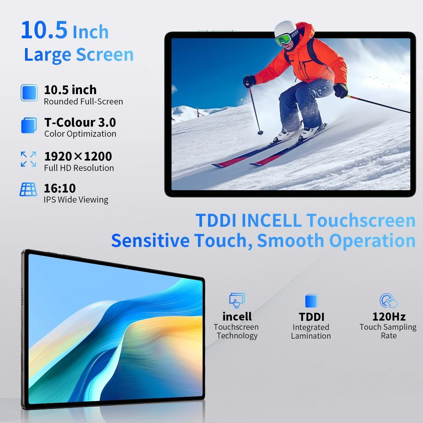 TECLAST T45HD 2K Tablet 10,5 Pollici 16GB+128GB ROM/4TB TF, 4G LTE Dual SIM+5G WiFi, 2GHz T606 Octa-Core, Android 13/8+13MP/7200mAh/GMS/GPS/TUV/3.5mm Jack/Widevine L1-2024