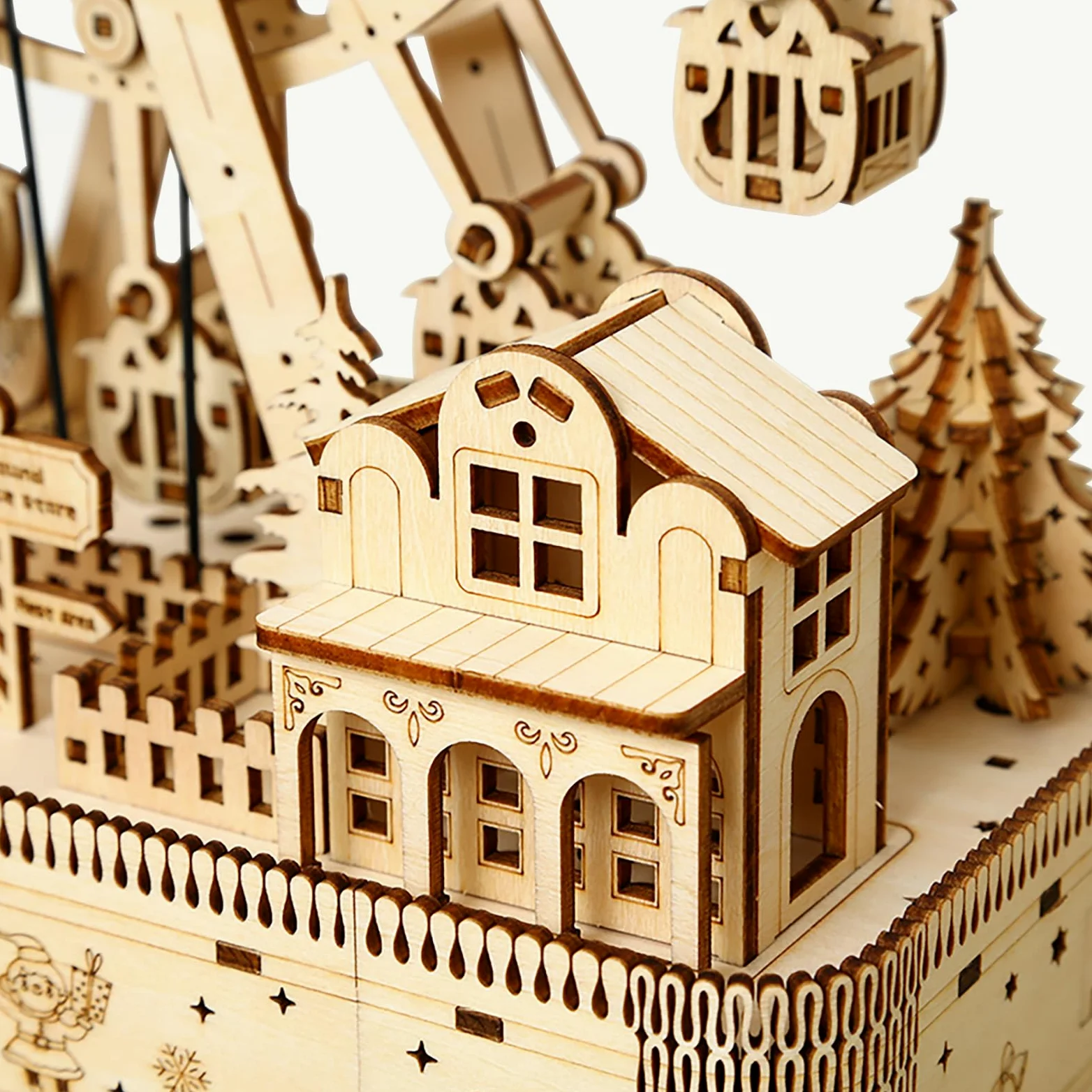 Cuteefun Modellini in Legno da Costruire, Ruota Panoramica Meccanica con Musica, Costruzioni Legno Adulti, Puzzle in Legno 3D Fai Da Te, Idea Regalo per Ragazzi Ragazze Uomini e Donne
