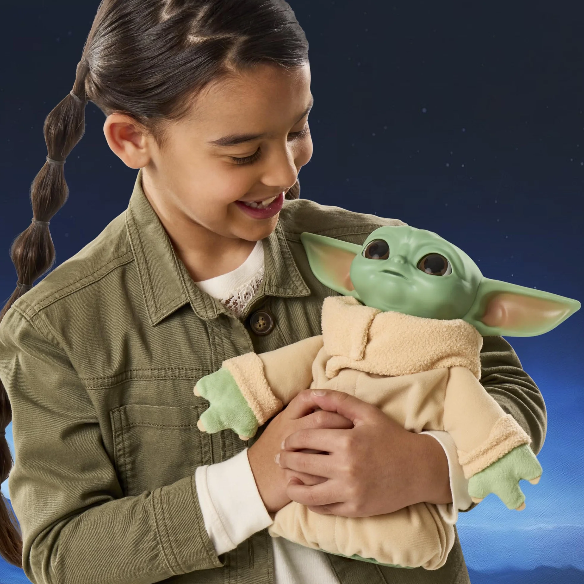Star Wars Hasbro, action figure da 25 cm di Grogu Coccolavventura, giocattolo animatronico, peluche interattivo, giocattoli ispirati The Mandalorian and Grogu, dai 4 anni in su