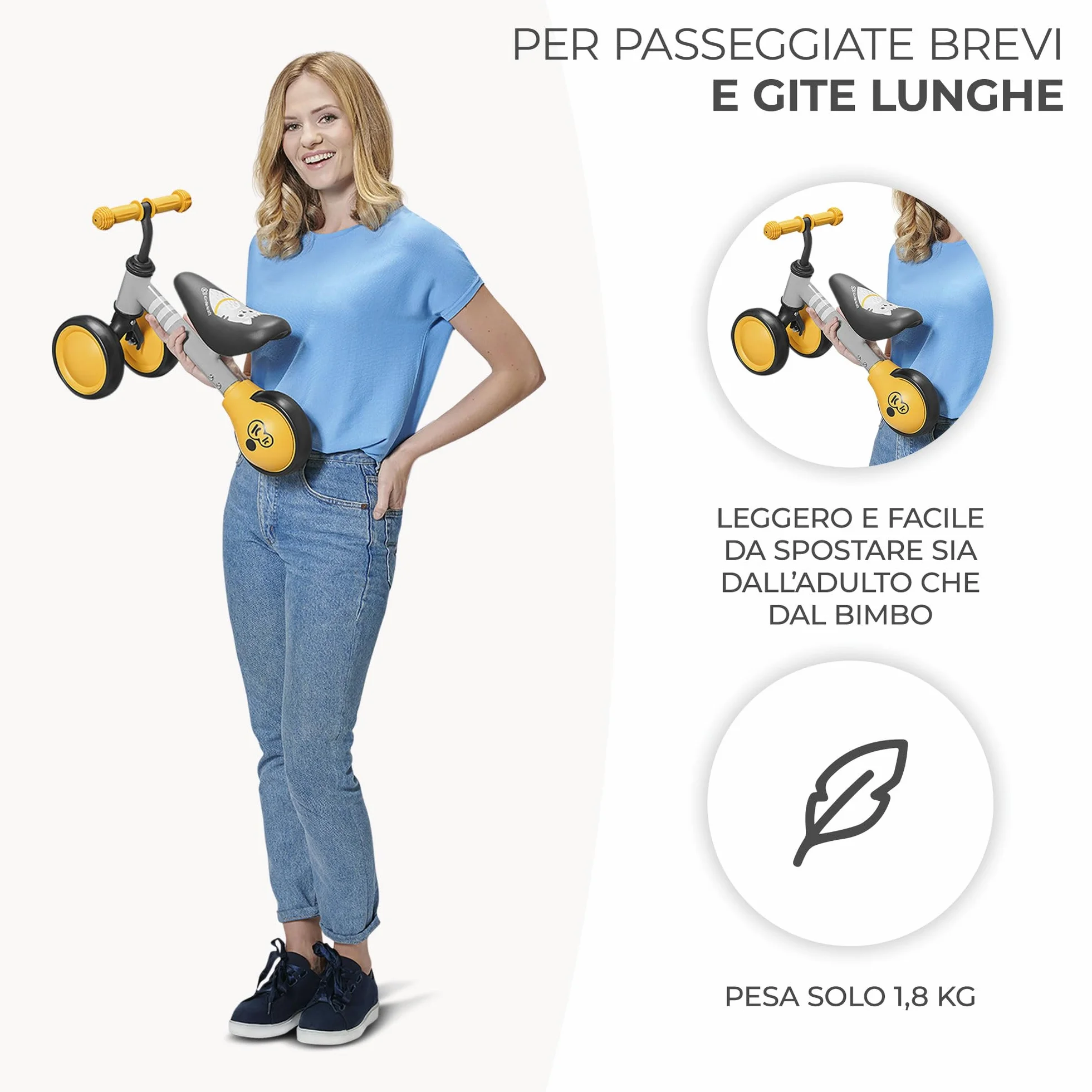Kinderkraft Bici senza Pedali CUTIE, Bicicletta in Metallo, Sella Regolabile, Leggero Triciclo, da 1 Anno, Rosa