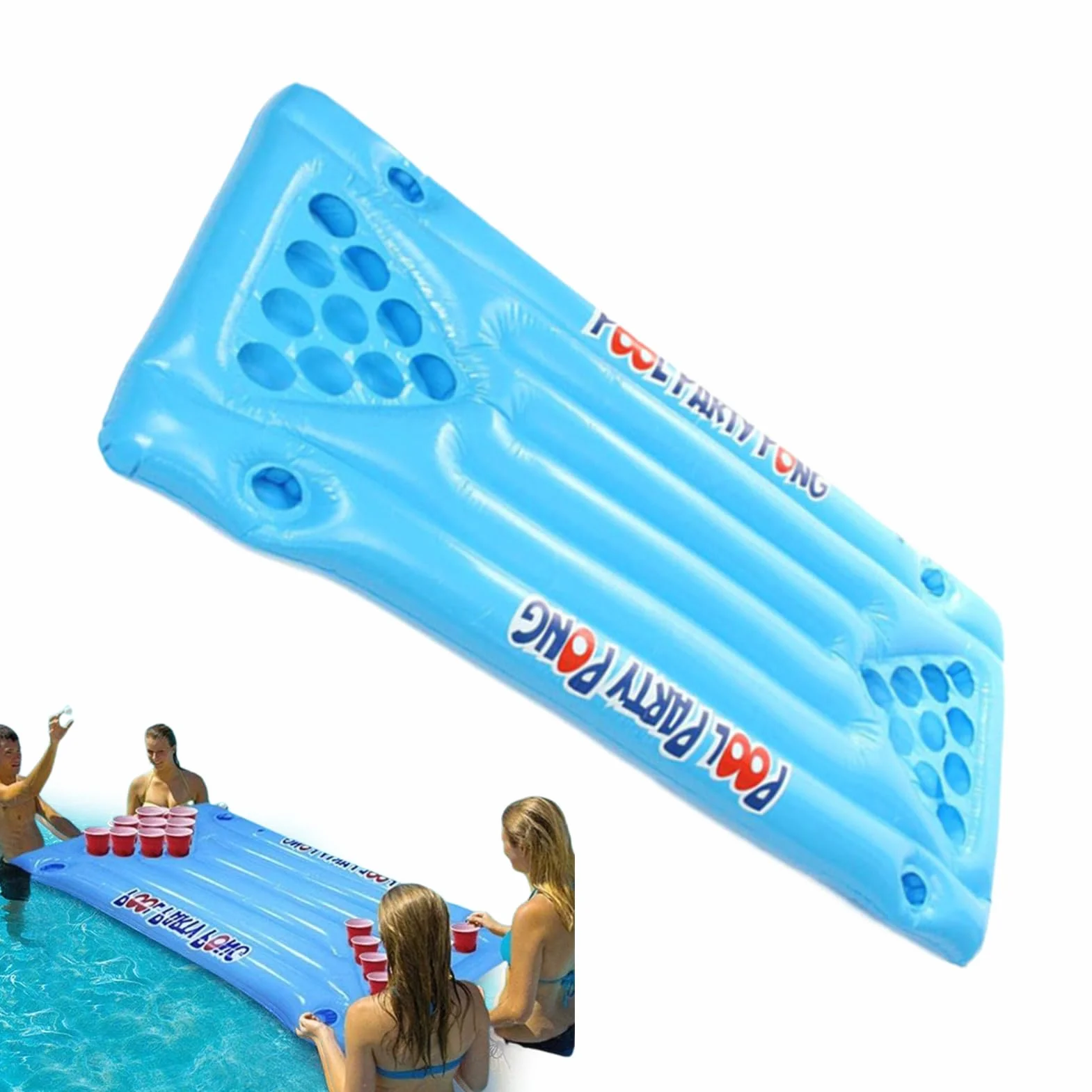 Beer Pool Pong, Materasso ad Aria Galleggiante, Galleggiante da Tavolo da Pong, Galleggiante Multifunzione, per Piscina, Estate, Spiaggia, 150 x 58 x 10 cm